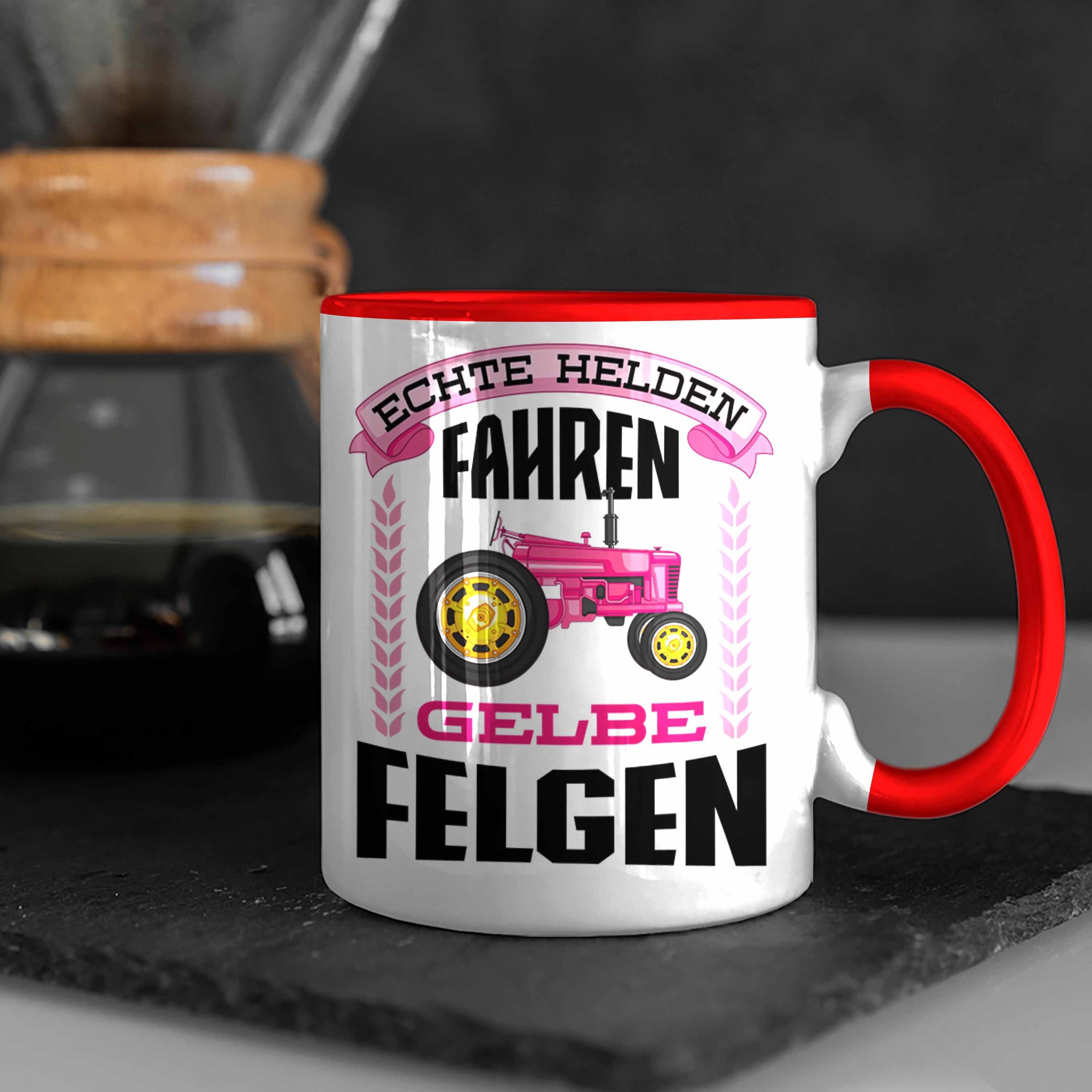 Frau Männer Tasse für - Spruch Spruch Echte Trendation Traktor Landwirtschaft Geschenke Felgen Geschenk Kaffeetasse Tasse Landwirtin Rot Trendation