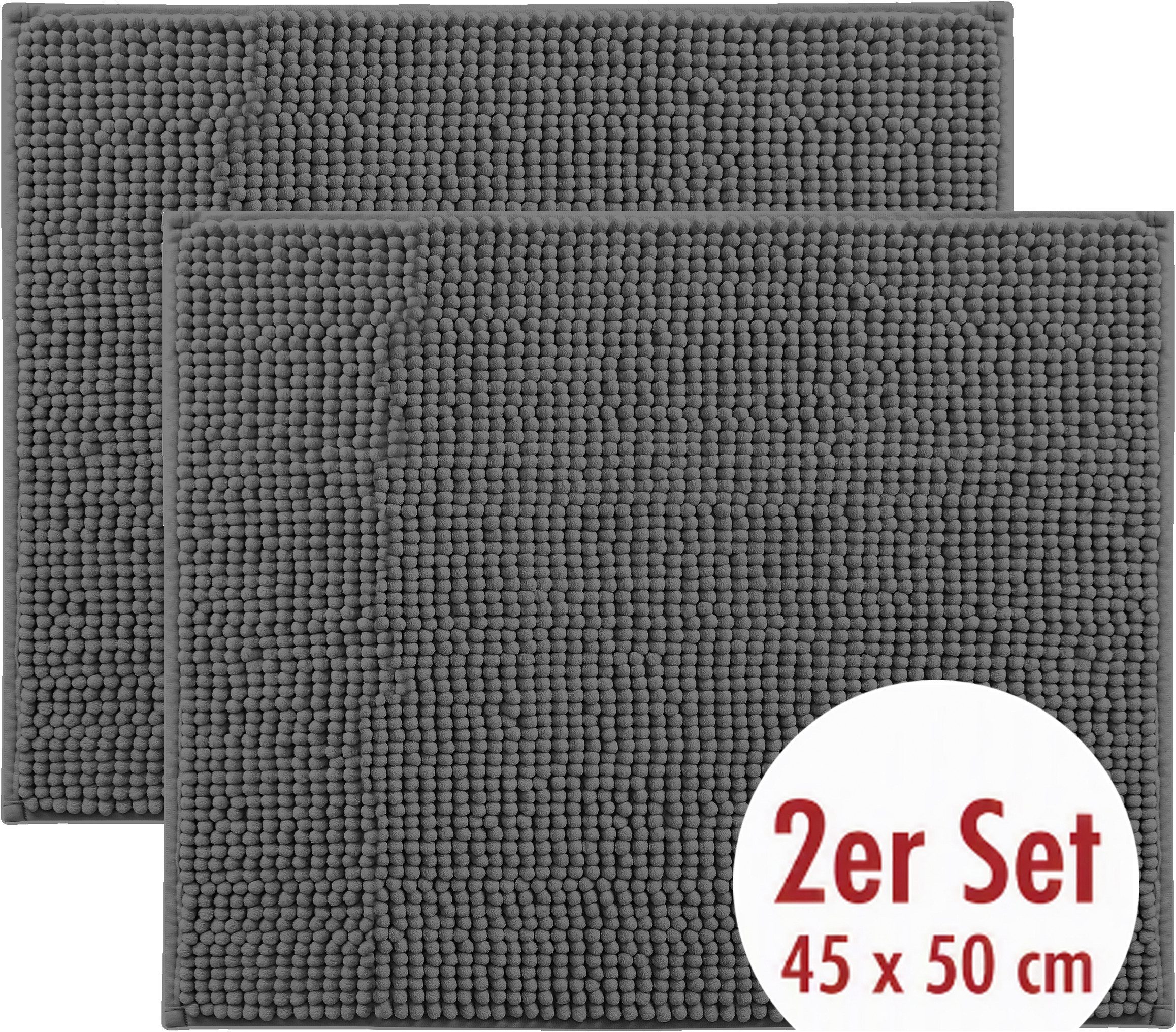 OTTO home Badematte Vanessa Chenille Standard, Badvorleger, Badezimmer, Duschvorleger, Höhe 15 mm, rutschhemmend beschichtet, schnell trocknend, strapazierfähig, fußbodenheizungsgeeignet, Polyester, rechteckig, Uni Farben, besonders weich