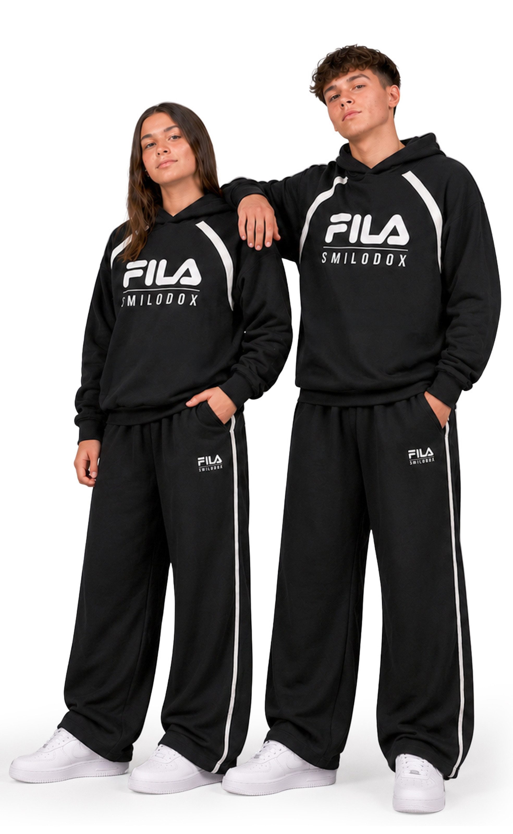 Smilodox Jogginganzug Skylar Teens, Fila Trainingsanzug Baumwolle, Sportanzug, Outfit Set, 2-teilig Set, Color Block, Kontraststreifen, Gym & Sporbekleidung
