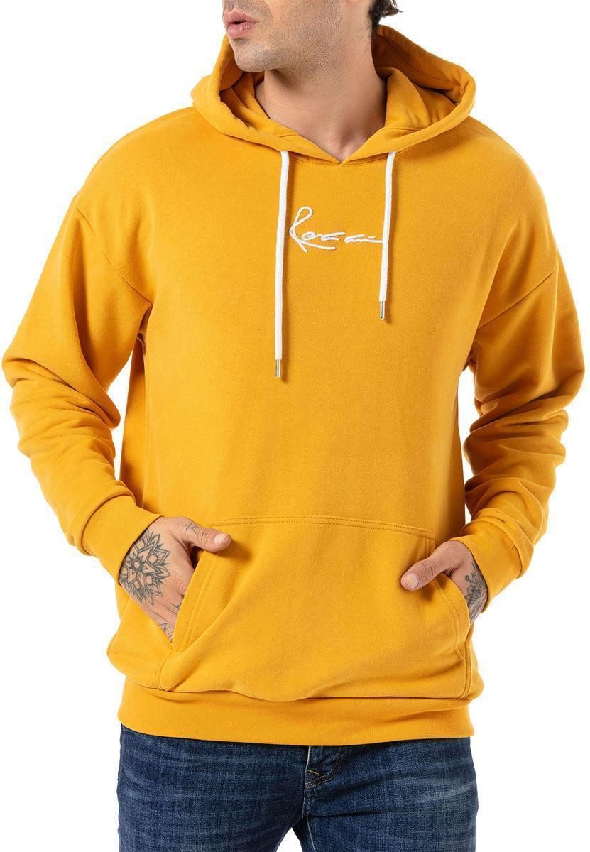 RedBridge Kapuzensweatshirt Herren Kapuzenpullover Mustard M Bestickung