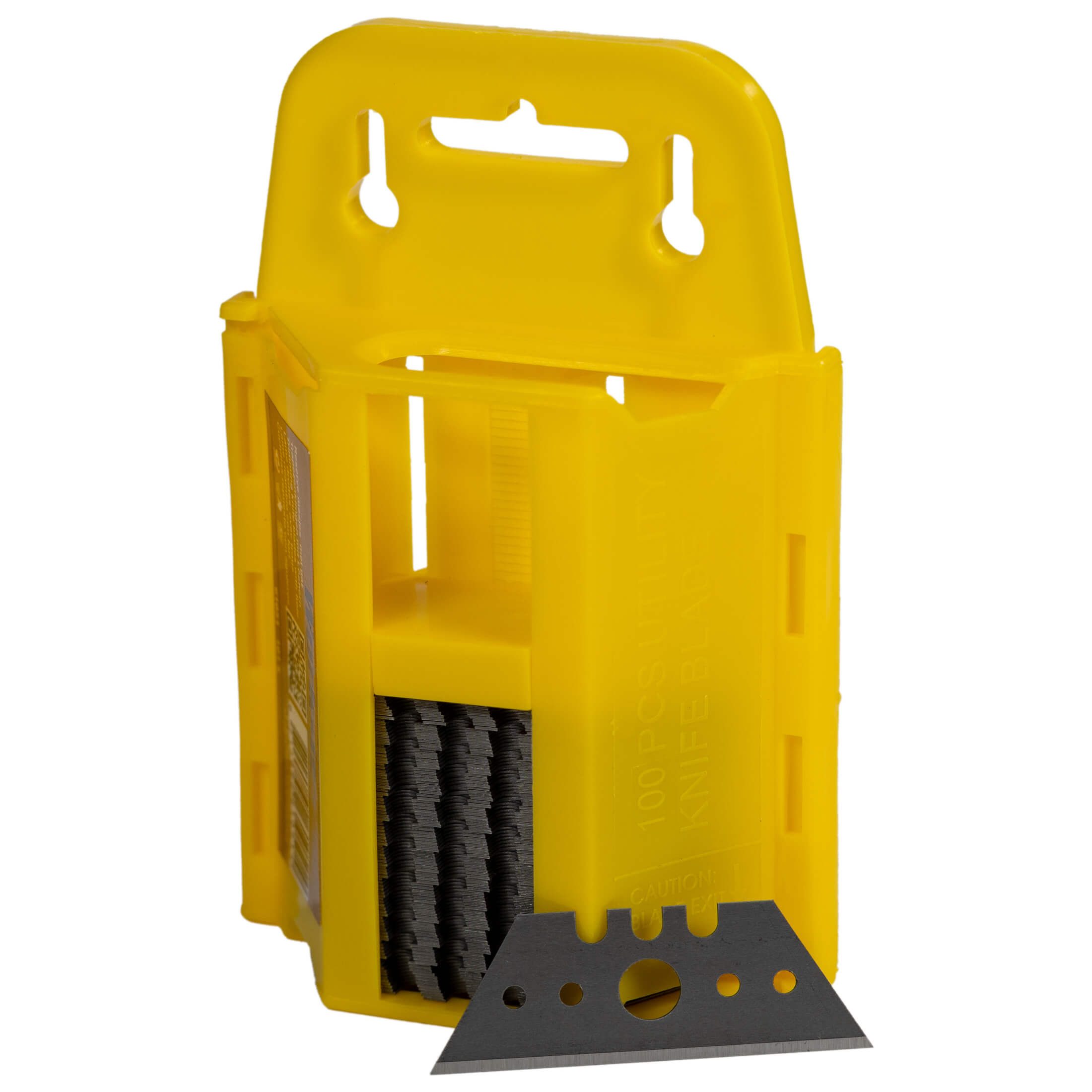 Cuttermesser Trapezklingen mit Loch, 100 Stück im Spender, Trapez Cutterklingen