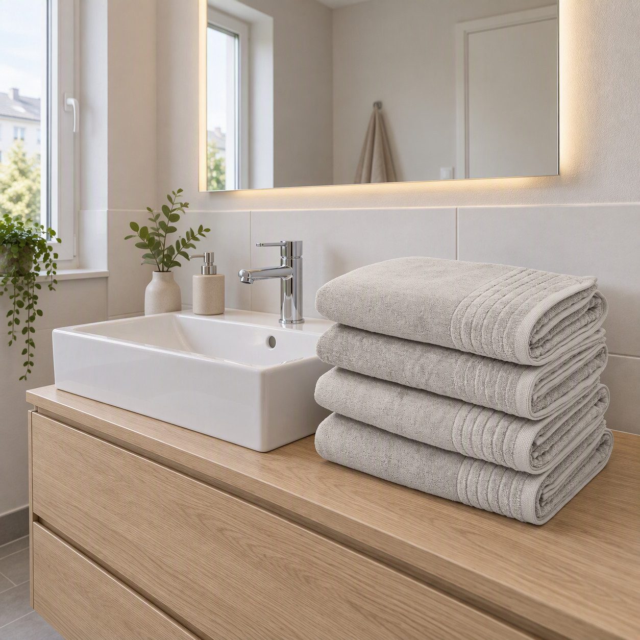 OTTO home Duschtücher Sanremo Premium, Premium Handtücher, 600 gr/m², 70x140cm, Frottier (Set, 4-St), mit Bordüre, flauschig und weich, dicke Qualität, 5 Jahre  – Bild 2 von 5