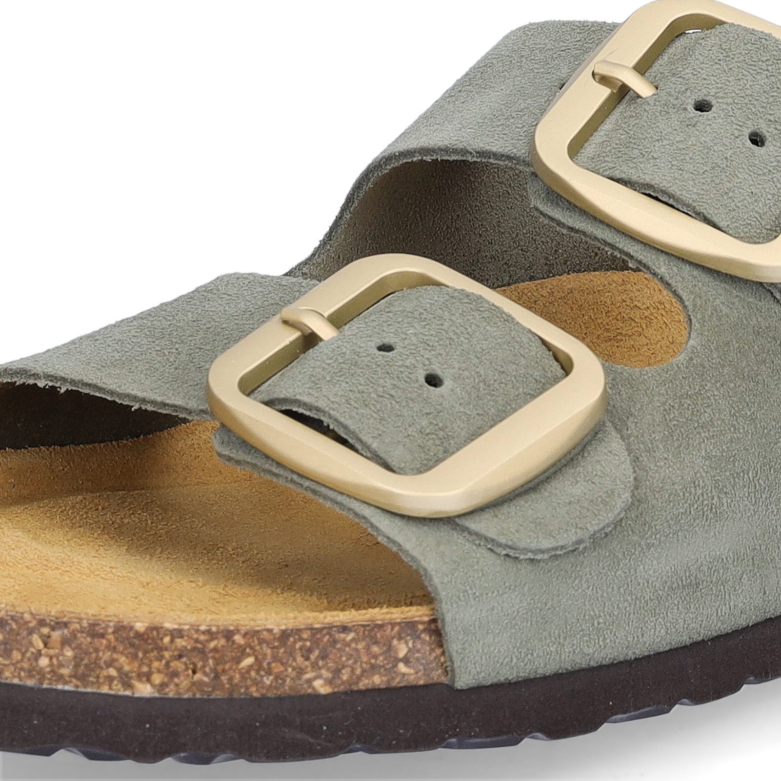 MIDS MIRI Damen Pantolette olivgrün, Zweiriemer mit ergonomischem Lederfußbett & großer Schnalle – Bild 5 von 5