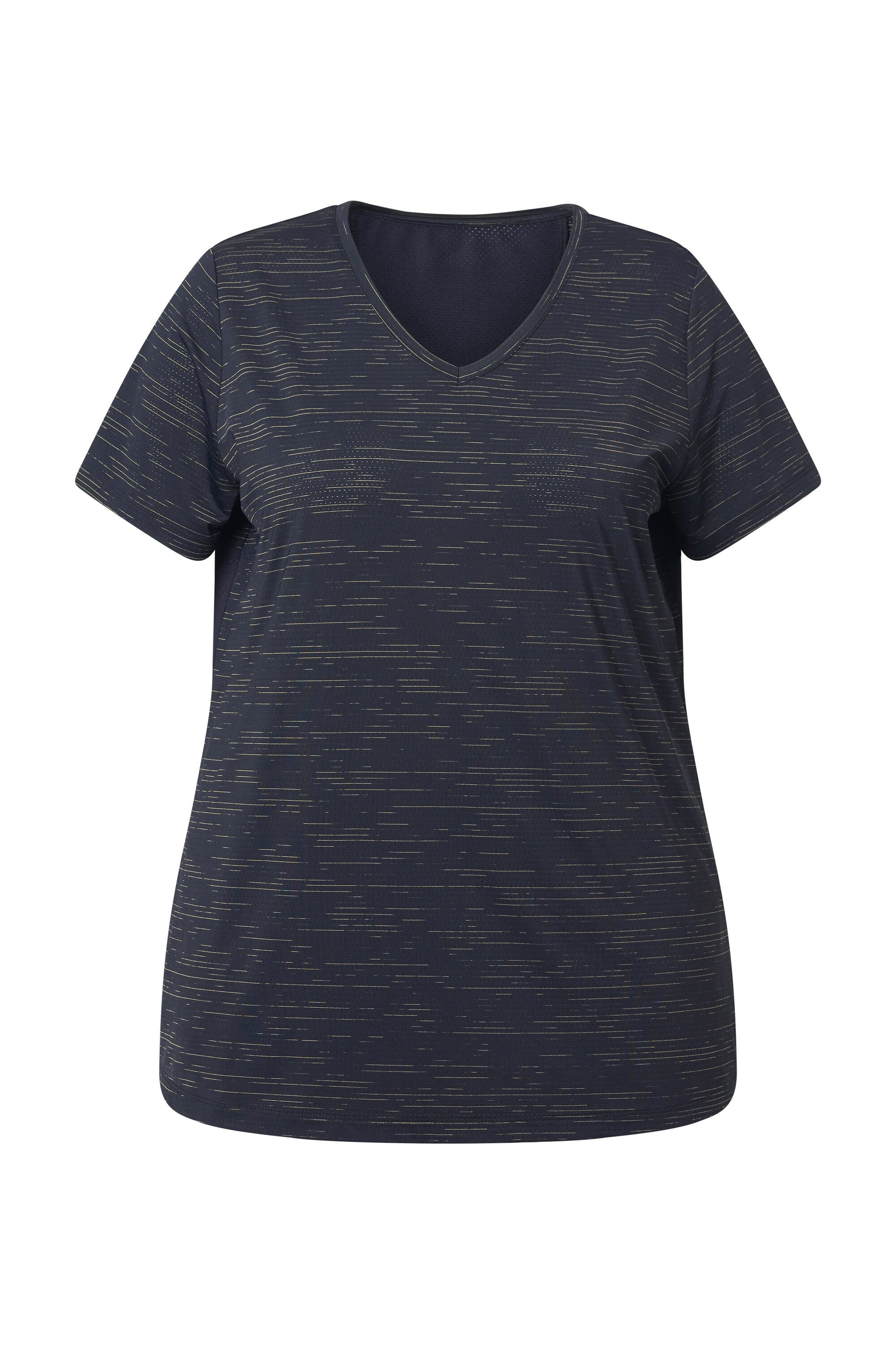 Ulla Popken T-Shirt Funktionsshirt Mesheinsätze V-Ausschnitt günstig online kaufen