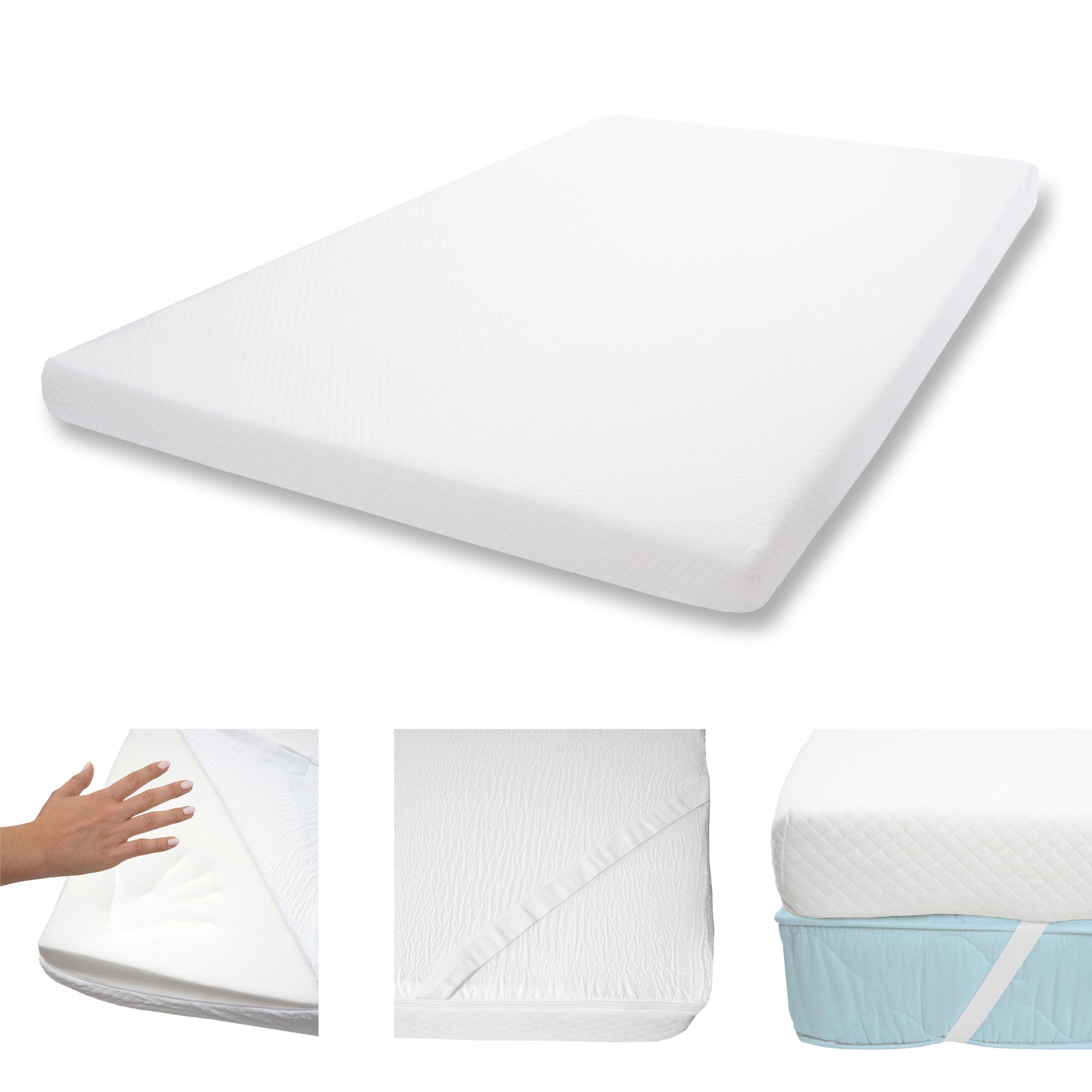 MCW, Topper MCW-E63-10-V, 10 cm hoch, Textil, Memoryfoam, Härtegrad H2, Unterseite mit Antirutsch-Noppen, Abnehmbarer Bezug