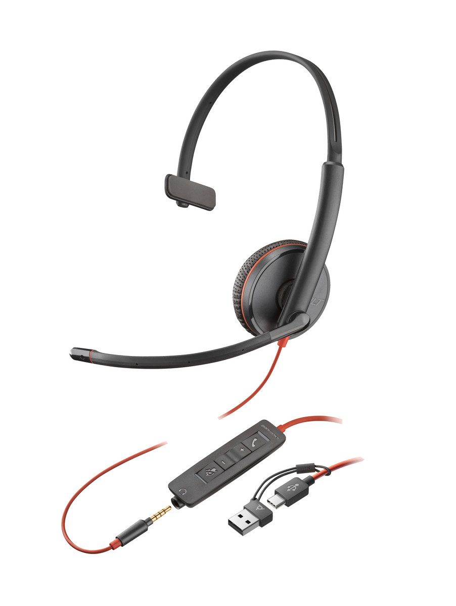 Poly Headset Blackwire C3215 Mono USB-C/A & 3,5 mm PC-Headset