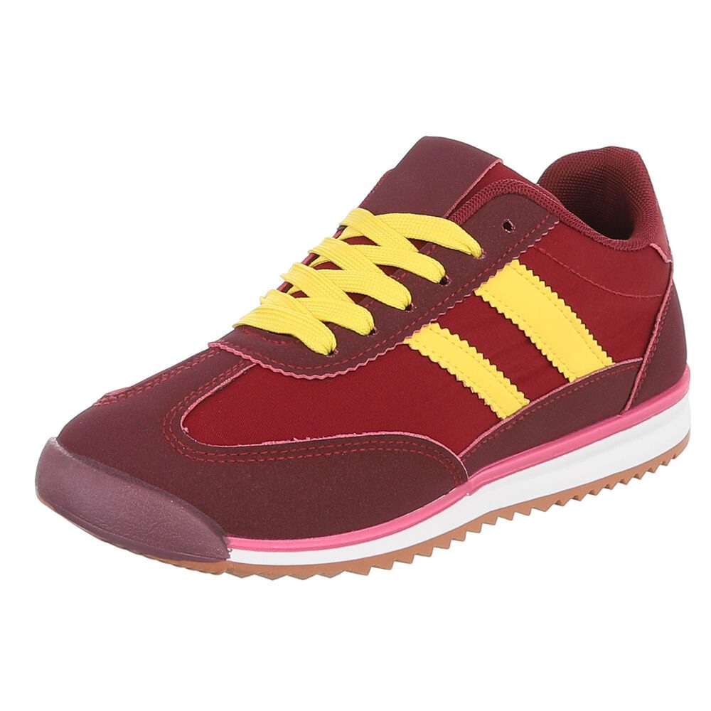 Ital-Design Damen Sneaker mit Schnürung und Profilsohle Sneaker (91742591) Flach Sneakers Low in Bordeaux