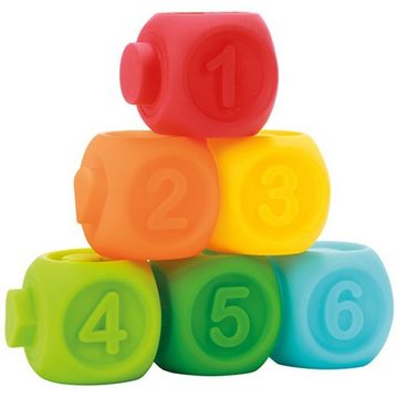 Toi-Toys Steckspielzeug Baby Quietsch-Stapelblöcke 6 Stück und 2 Gummitiere