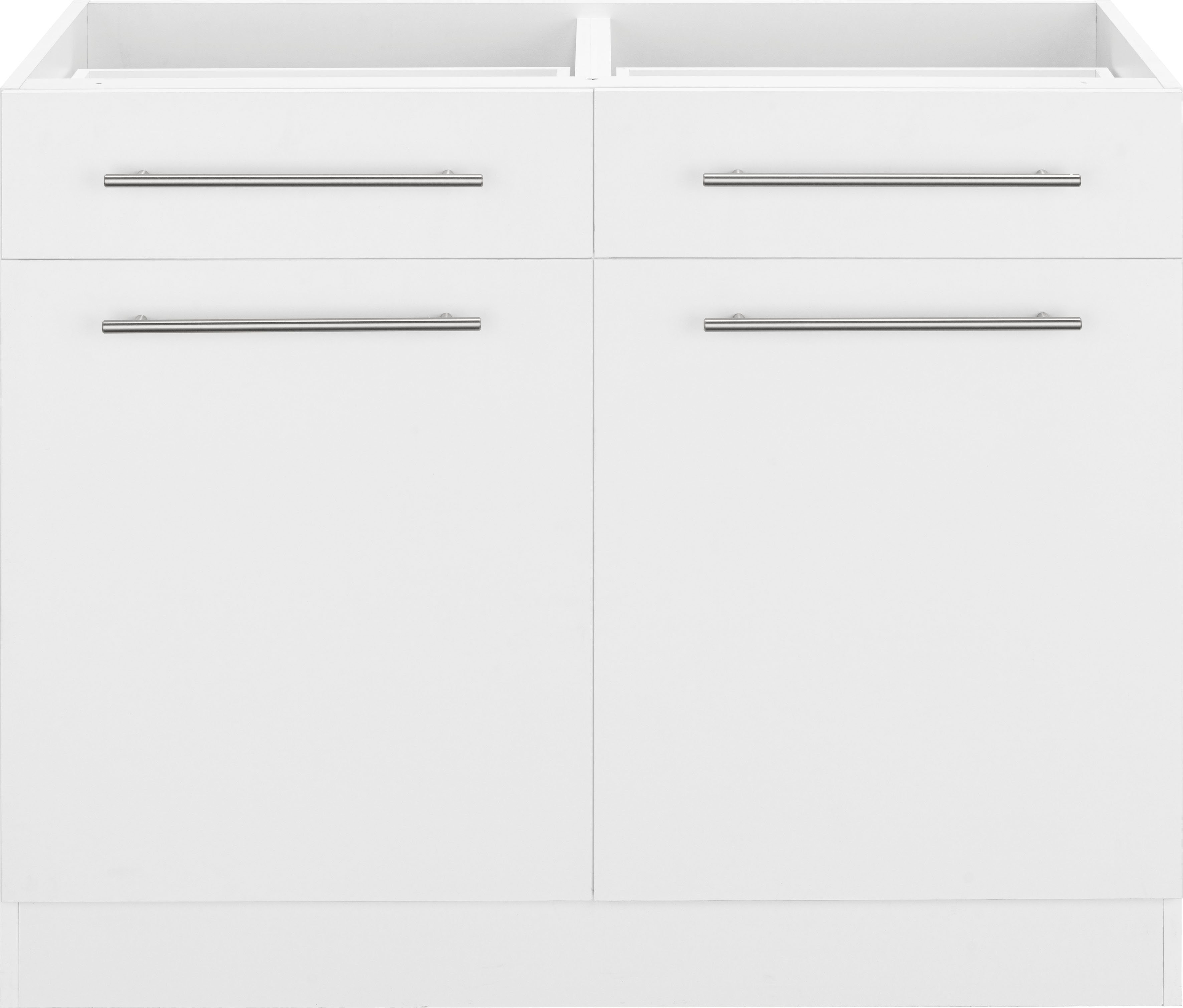 wiho Küchen Unterschrank Unna 100 breit, | weiß/weiß cm ohne Weiß Arbeitsplatte