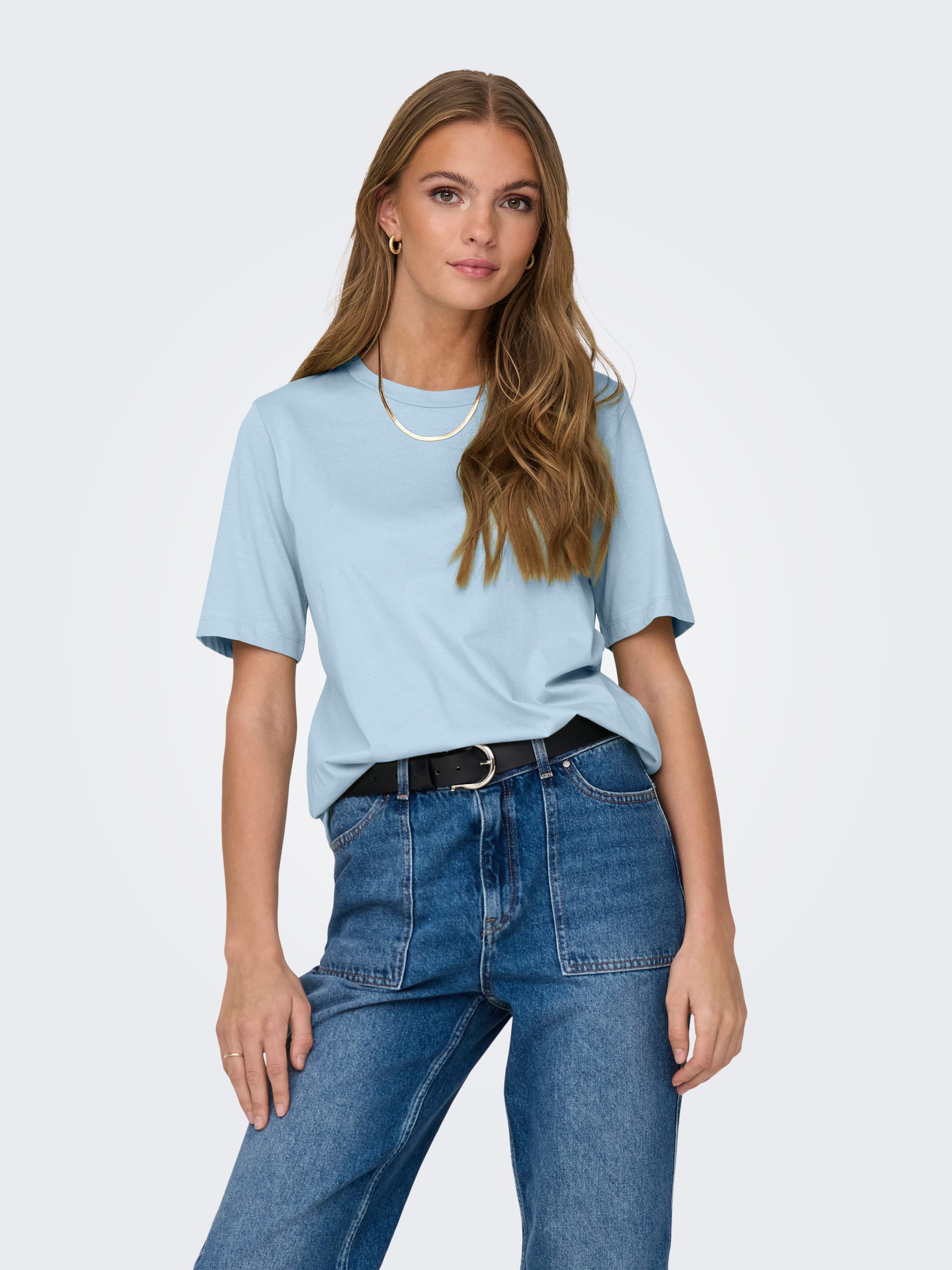 ONLY Kurzarmshirt ONLONLY S/S TEE JRS NOOS regular fit, casual, Single Jersey, Baumwolle, Rundhals