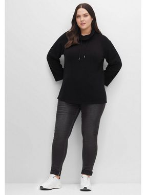 Sheego 3/4 Arm-Pullover Große Größen mit weitem Stehkragen