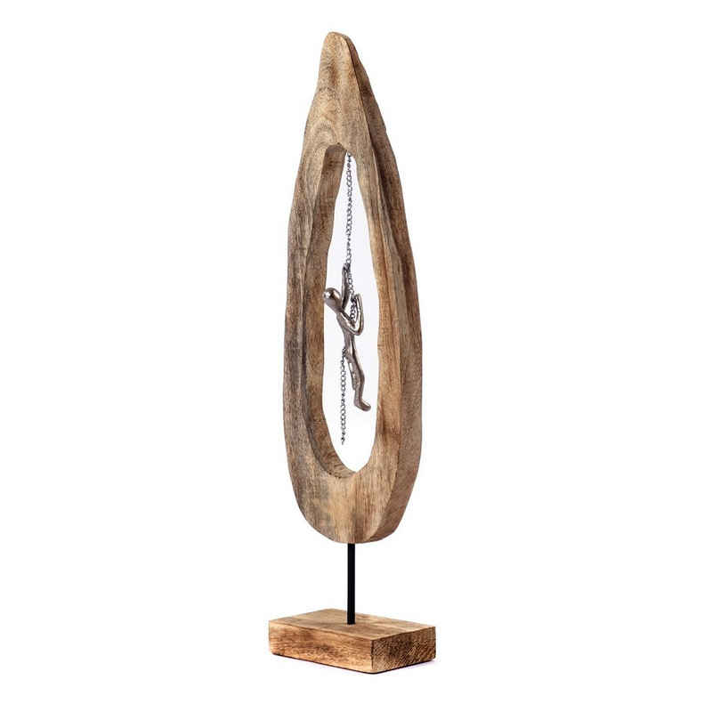 CREEDWOOD Skulptur DEKO SKULPUR "SWING", Mangoholz, Metall, Holz Aufsteller, Dekofigur