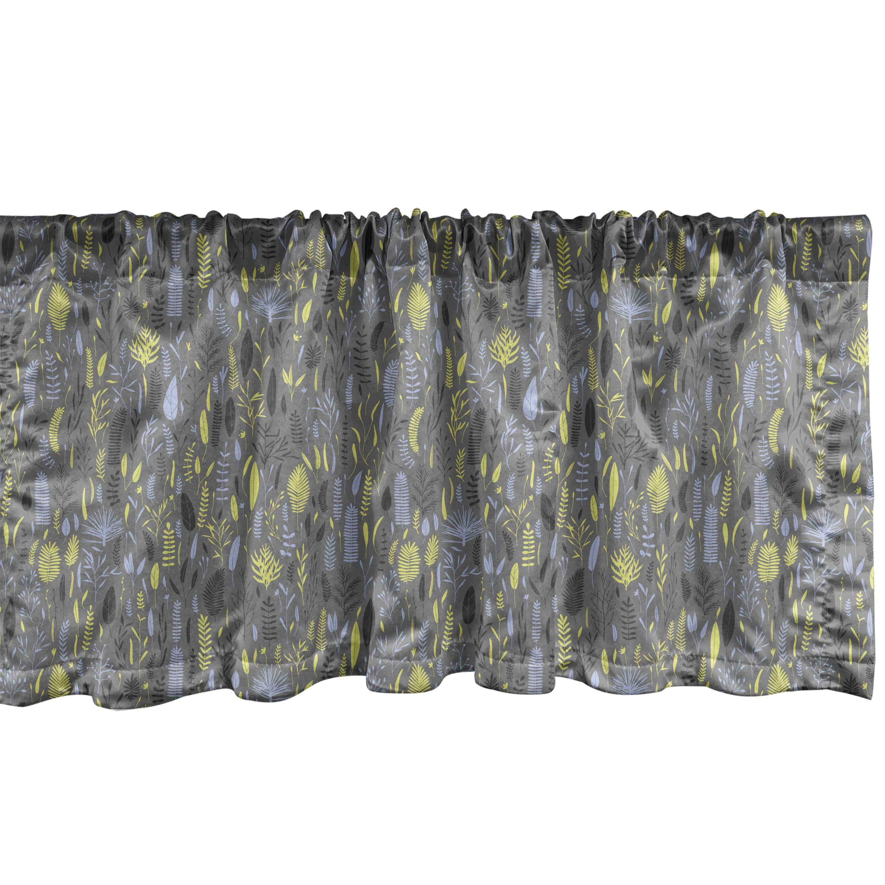 Scheibengardine Vorhang Volant für Küche Schlafzimmer Dekor mit Stangentasche, Abakuhaus, Microfaser, Botanisch Retro Zweige Blätter