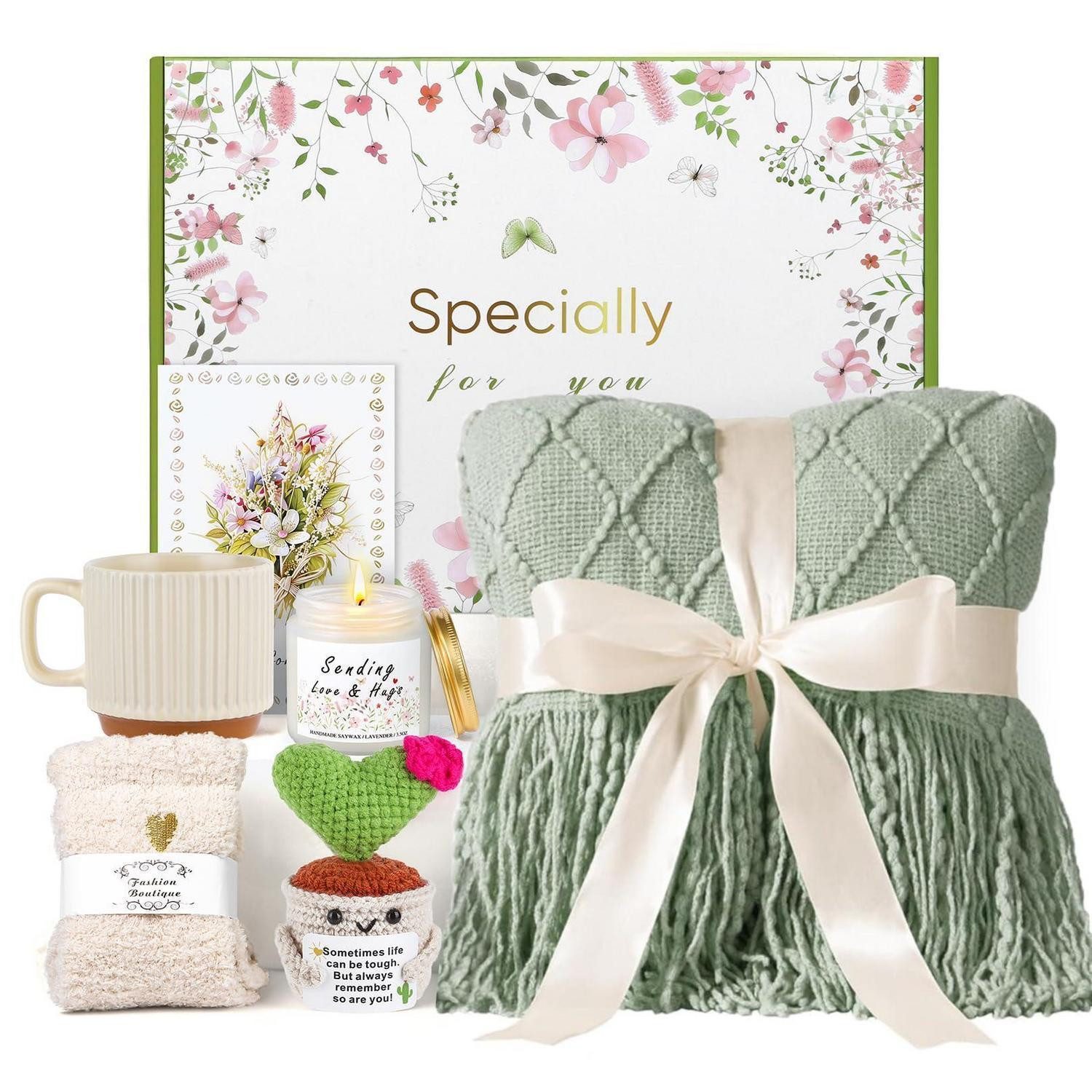 LuxusKollektion Geschenkbox Geschenkset Damen Kuscheldecke Minze 7-tlg. (1 St)