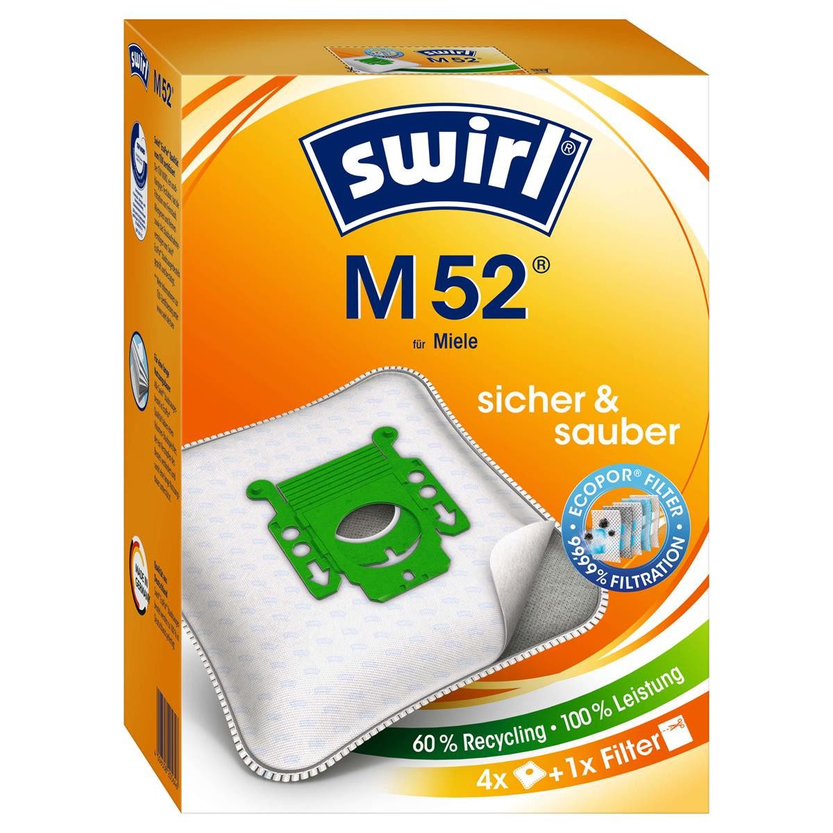 Swirl Staubsaugerbeutel Swirl Staubsaugerbeutel M 52 MicroPor Staub Staubbeutel Microvlies