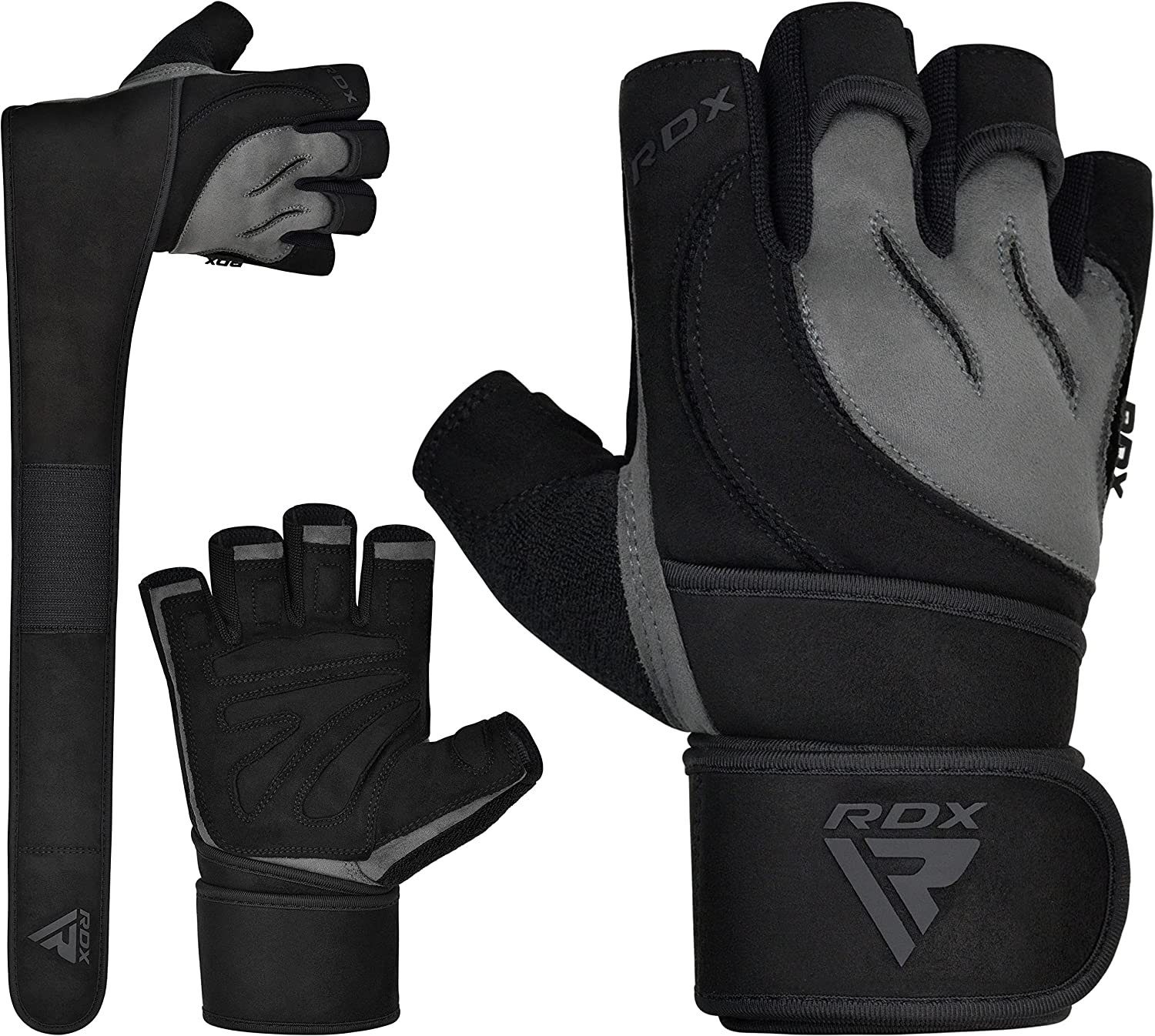 RDX Trainingshandschuhe RDX Fitness Lang Trainingshandschuhe Handgelenkstütze Gray Handschuhe Sport