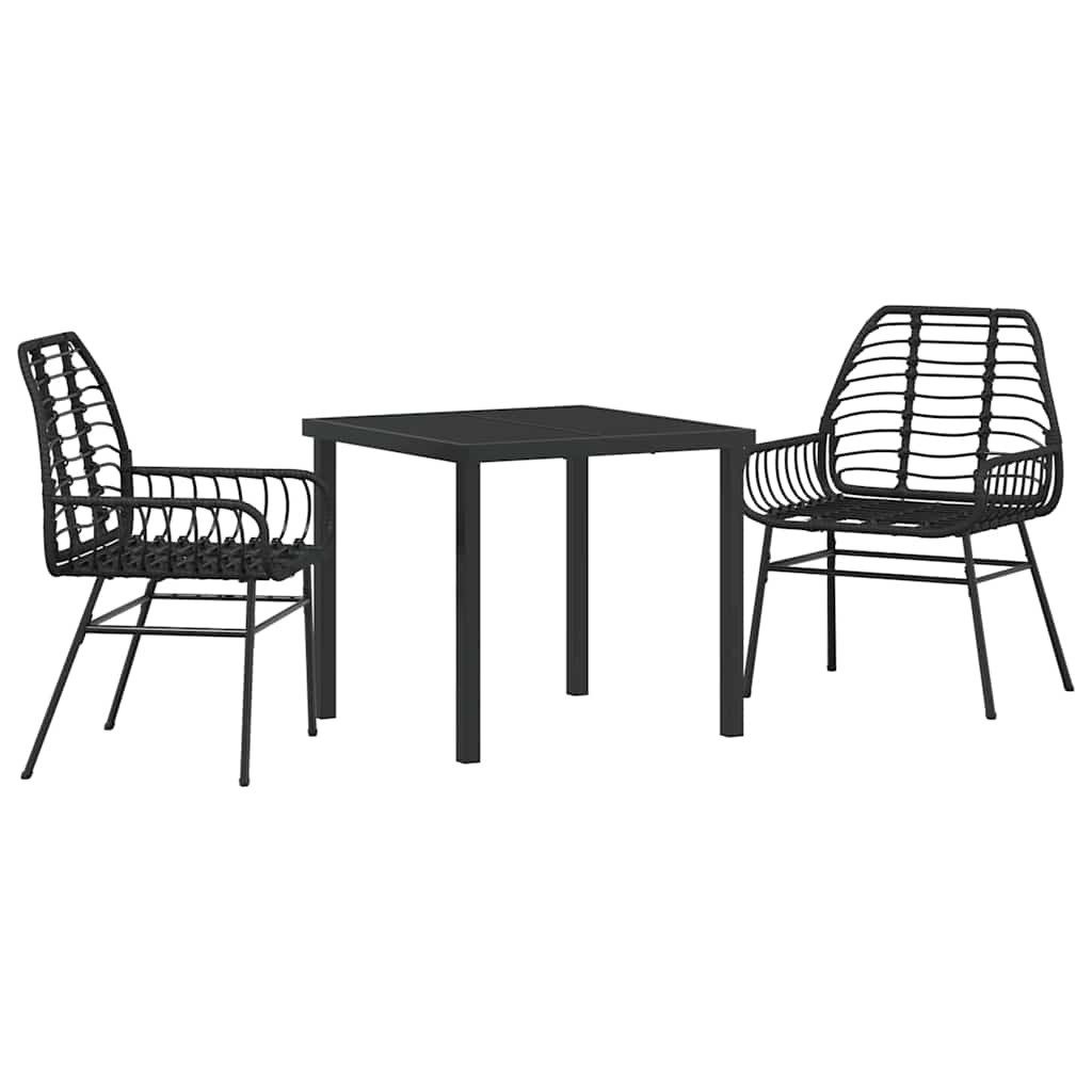 Gartenlounge-Set Garten Essgruppe 3 pcs Schwarz Poly-Rattan