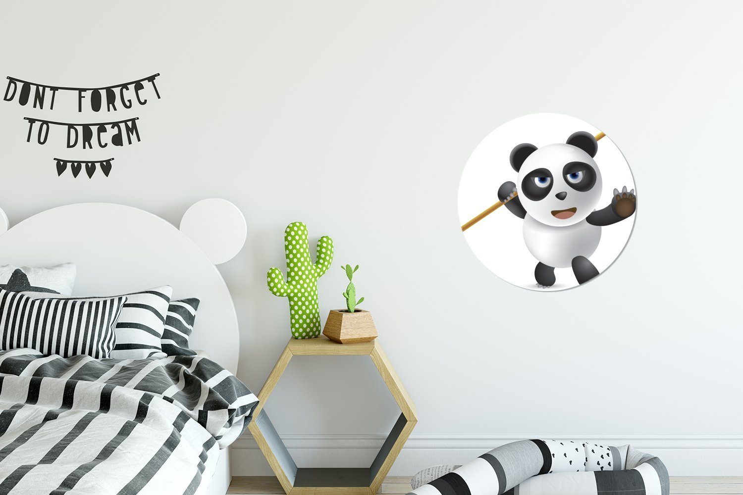 Rund, Tapetenaufkleber, Illustration Eine (1 St), Wohnzimmer Tapetenkreis Kinderzimmer, Wandsticker MuchoWow für eines Kungfu-Pandas