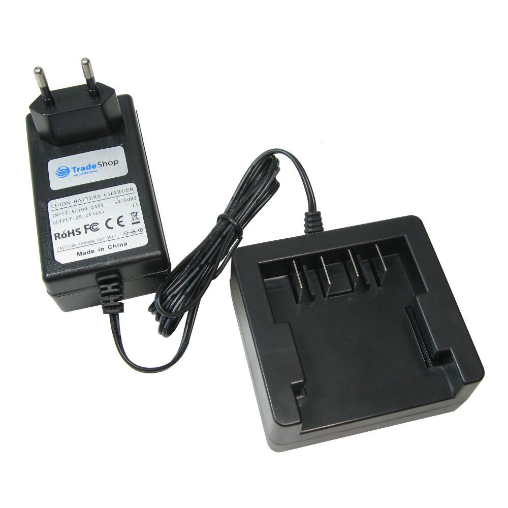Trade-Shop Ladegerät Ladekabel 25,2V passend für Greenworks 130MPH Cordless G24 Netzteil (Geeignet für Li-Ion Аккумуляторы mit 24V / LED-Anzeige für den Ladezustand)