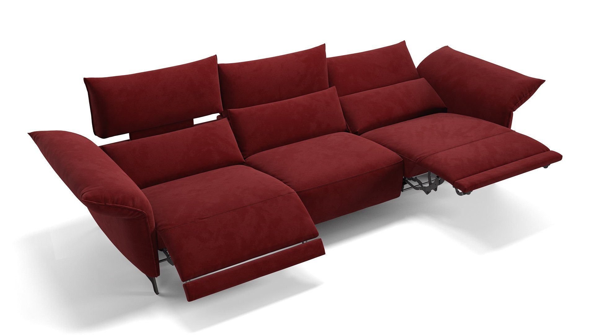 x 328 - Sofanella 3-Sitzer Breite Rot Sofanella in XXL M: 101 Tiefe CUNEO Stoff Sofa