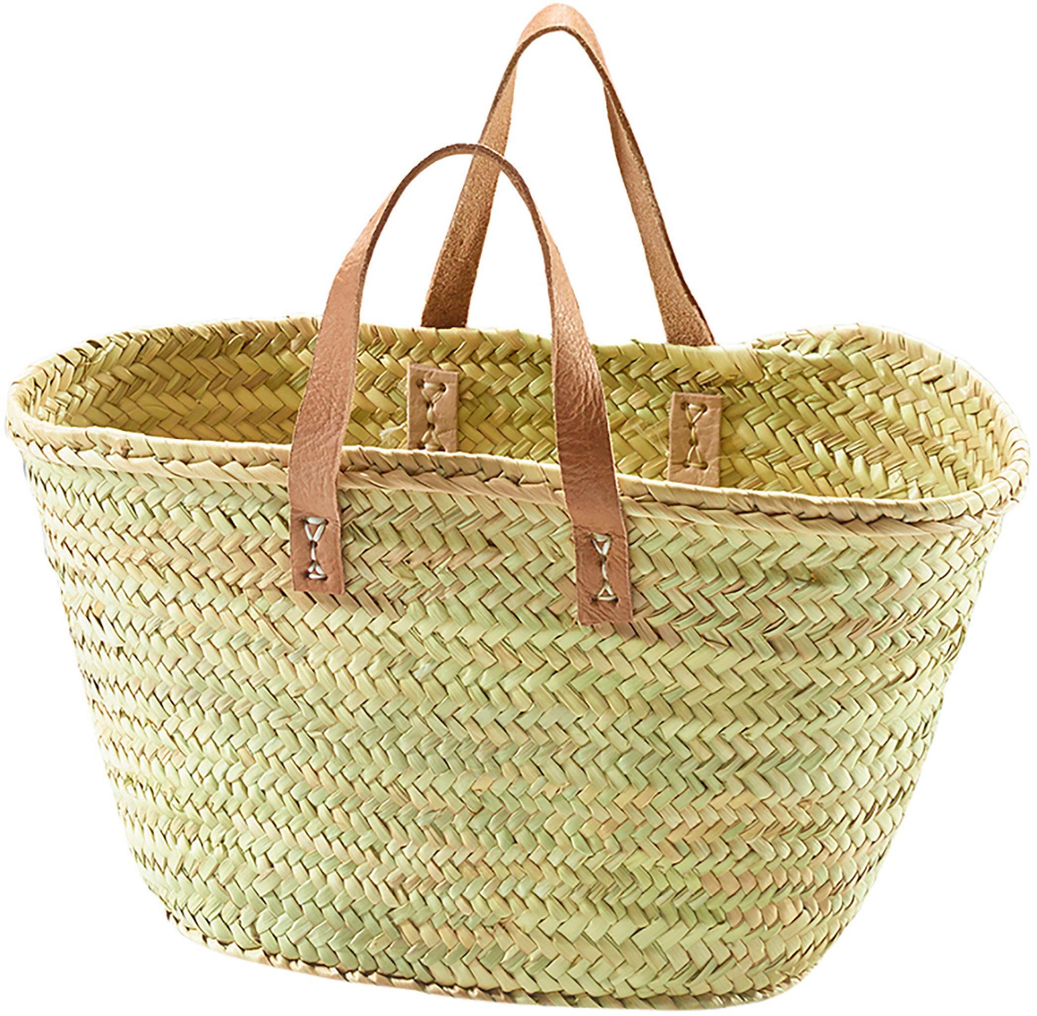 Shopper Palmtasche mit Echt-Ledergriffen