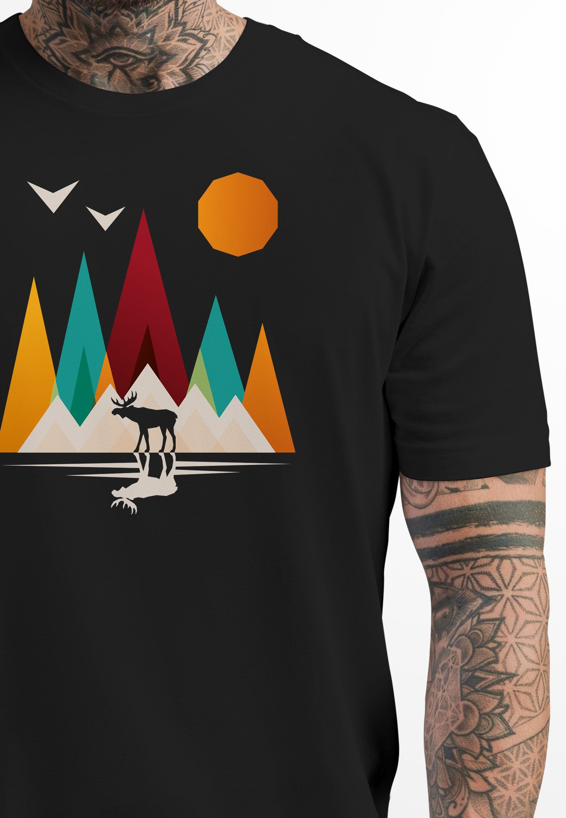 Neverless Print-Shirt Herren T-Shirt Berge Elch günstig online kaufen