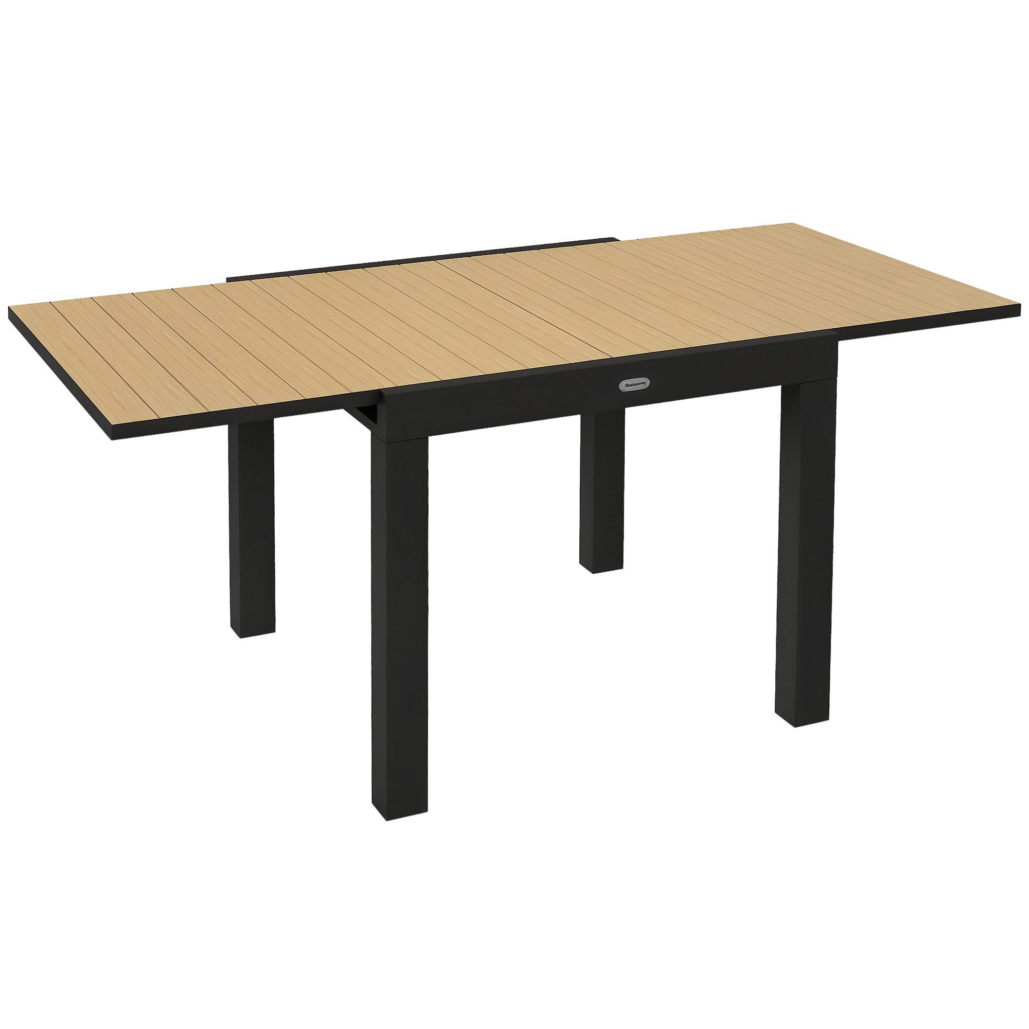 Outsunny Gartentisch Erweiterbarer Esstisch für 6 Personen (Terrassentisch, 1-St., Balkontisch), bis 70 kg belastbar Aluminium Gelb 81,162 x 80 x 75 cm