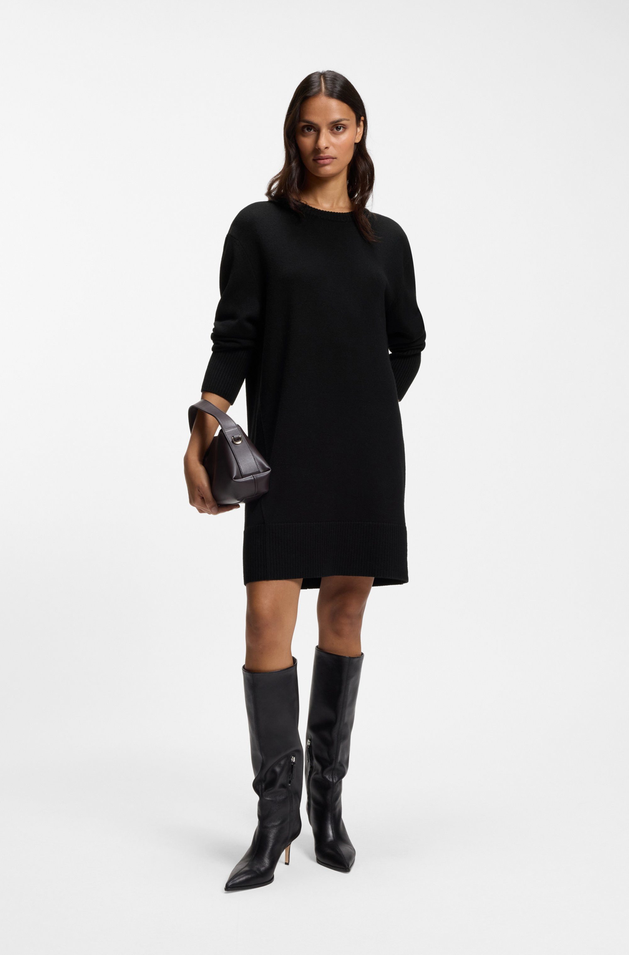 BOSS ORANGE Strickkleid Ferinea Premium Damenmode aus Schurwoll-Mix, Relaxed Fit – Bild 3 von 5