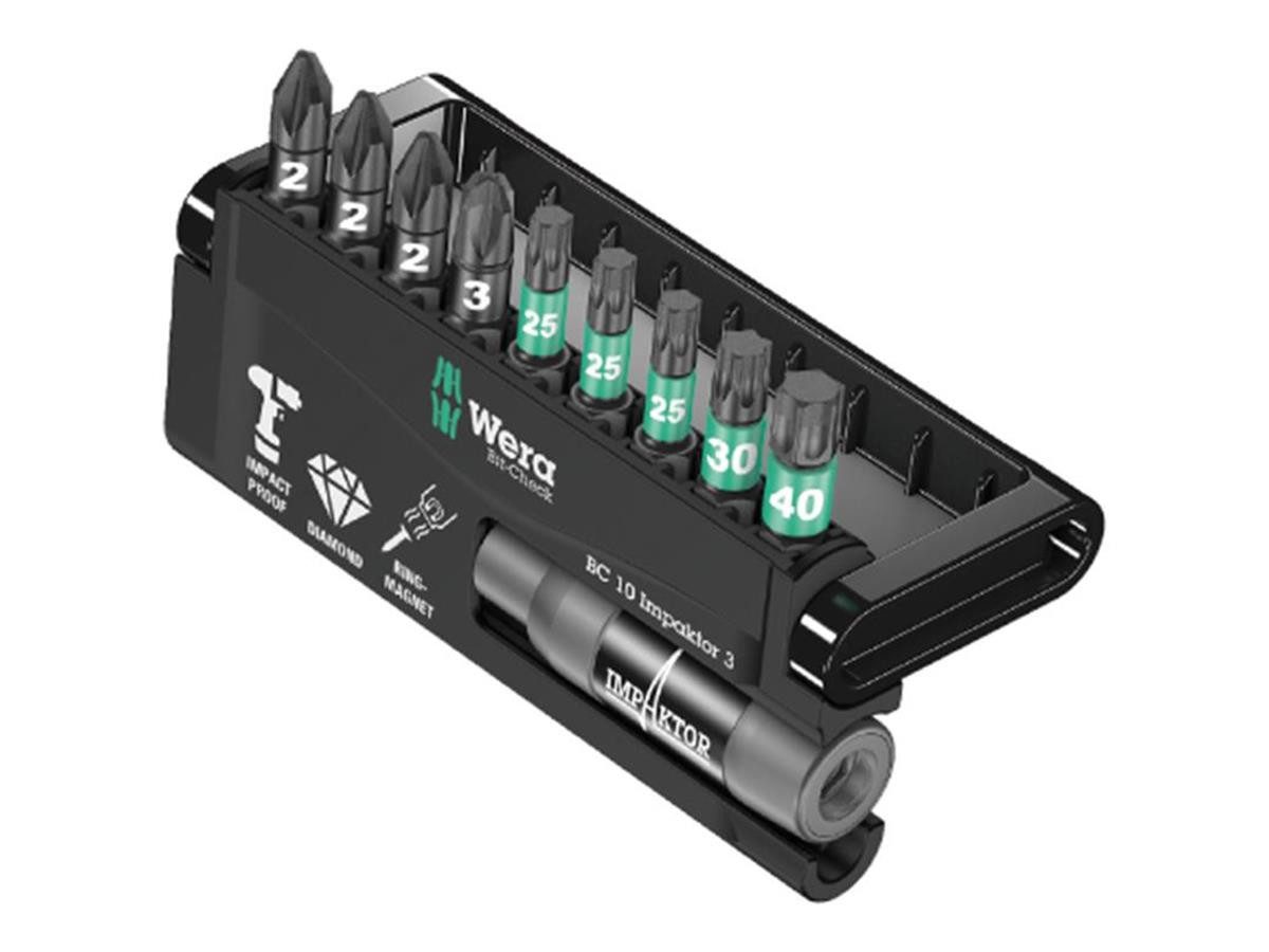 Wera Bit-Set 8755/67-9 IMP DC, Set, Impaktor-Werkzeughalter, 10-teilig, Impaktor-Technologie, inkl. aufstellbarem Bit-Check