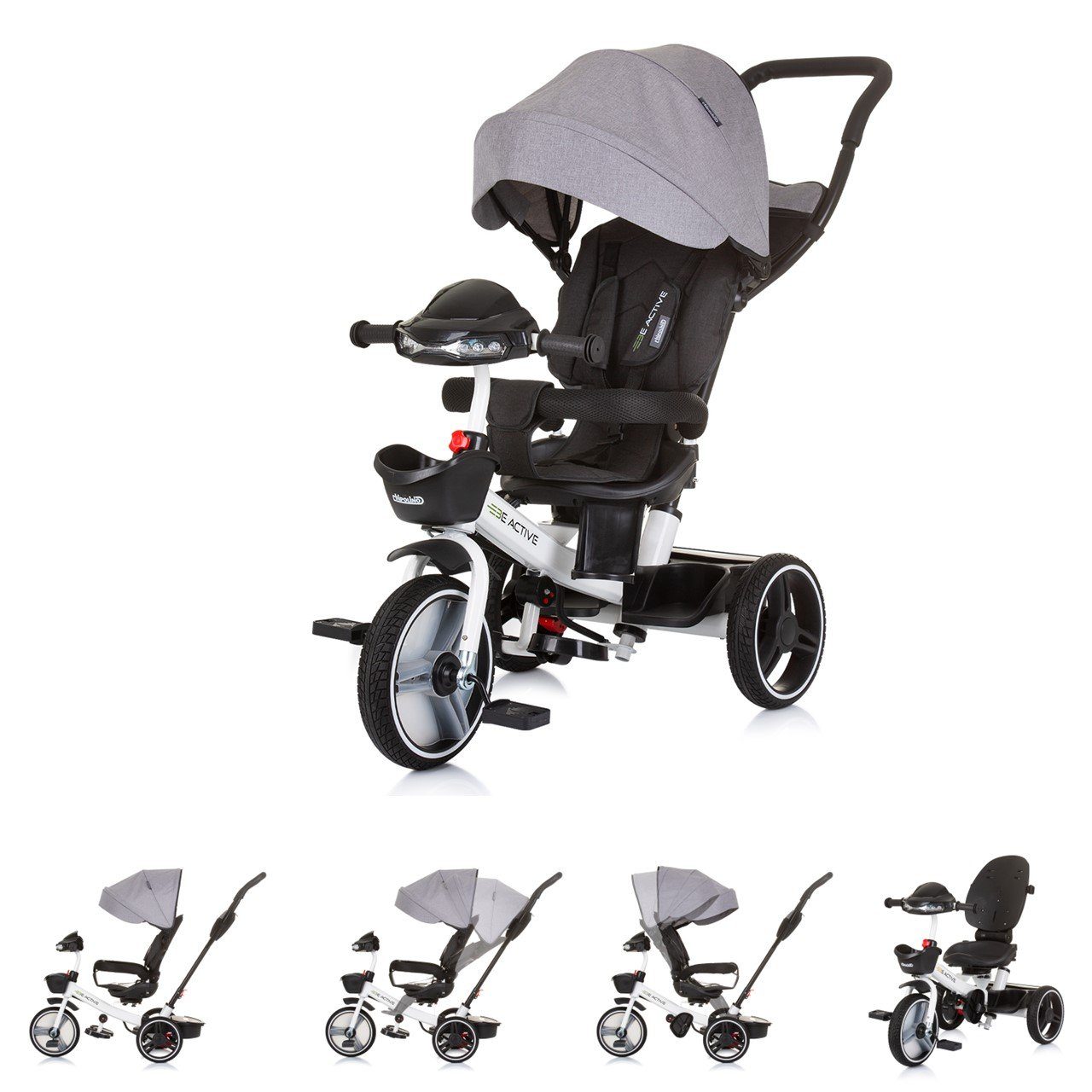 Chipolino Dreirad Tricycle Dreirad Be Active 2in1, Sitz drehbar Musik Licht drehbar