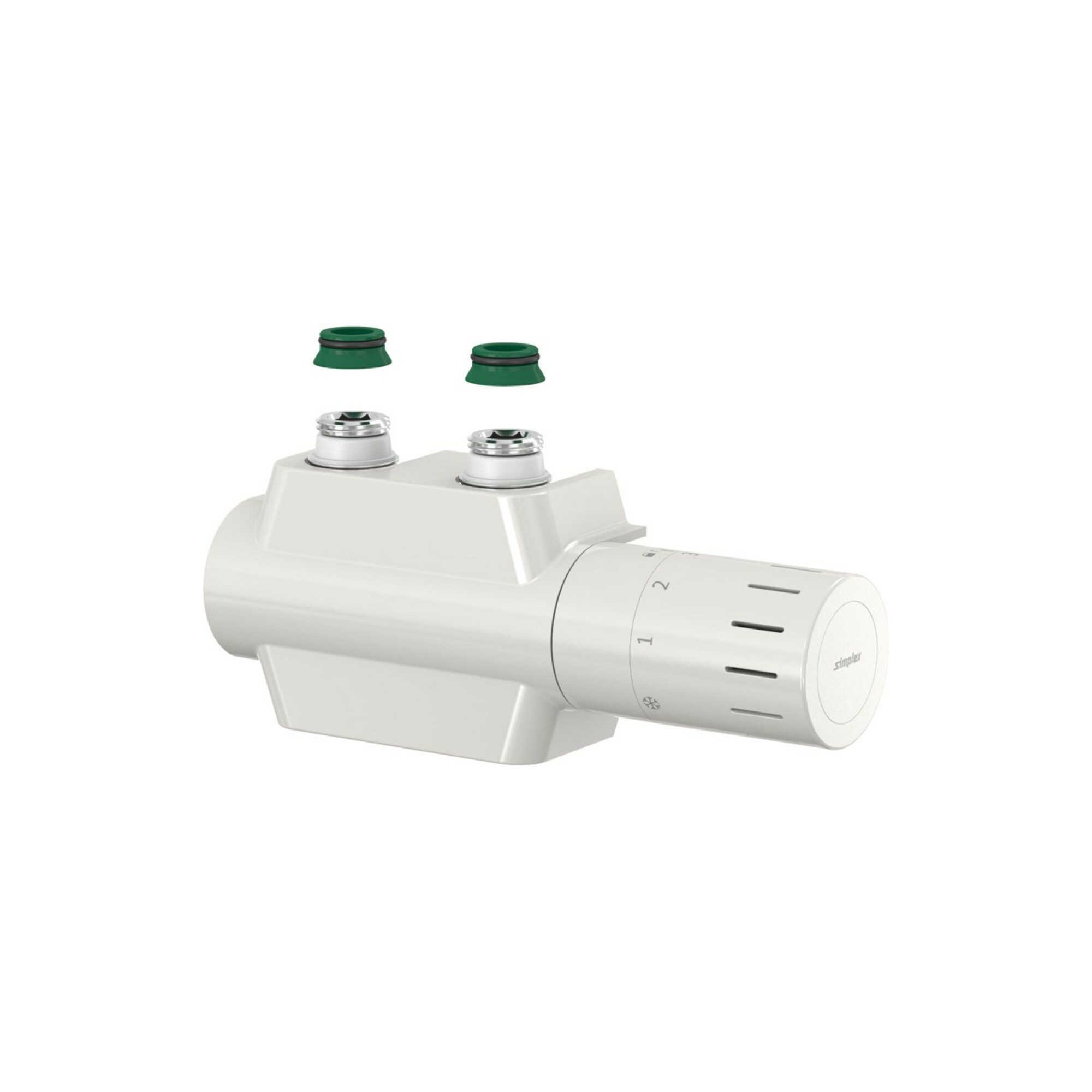 Flamco Infrarotheizung Flamco Ventilarmatur VARIODESIGN weiß, mit Thermostatkopf und Blende
