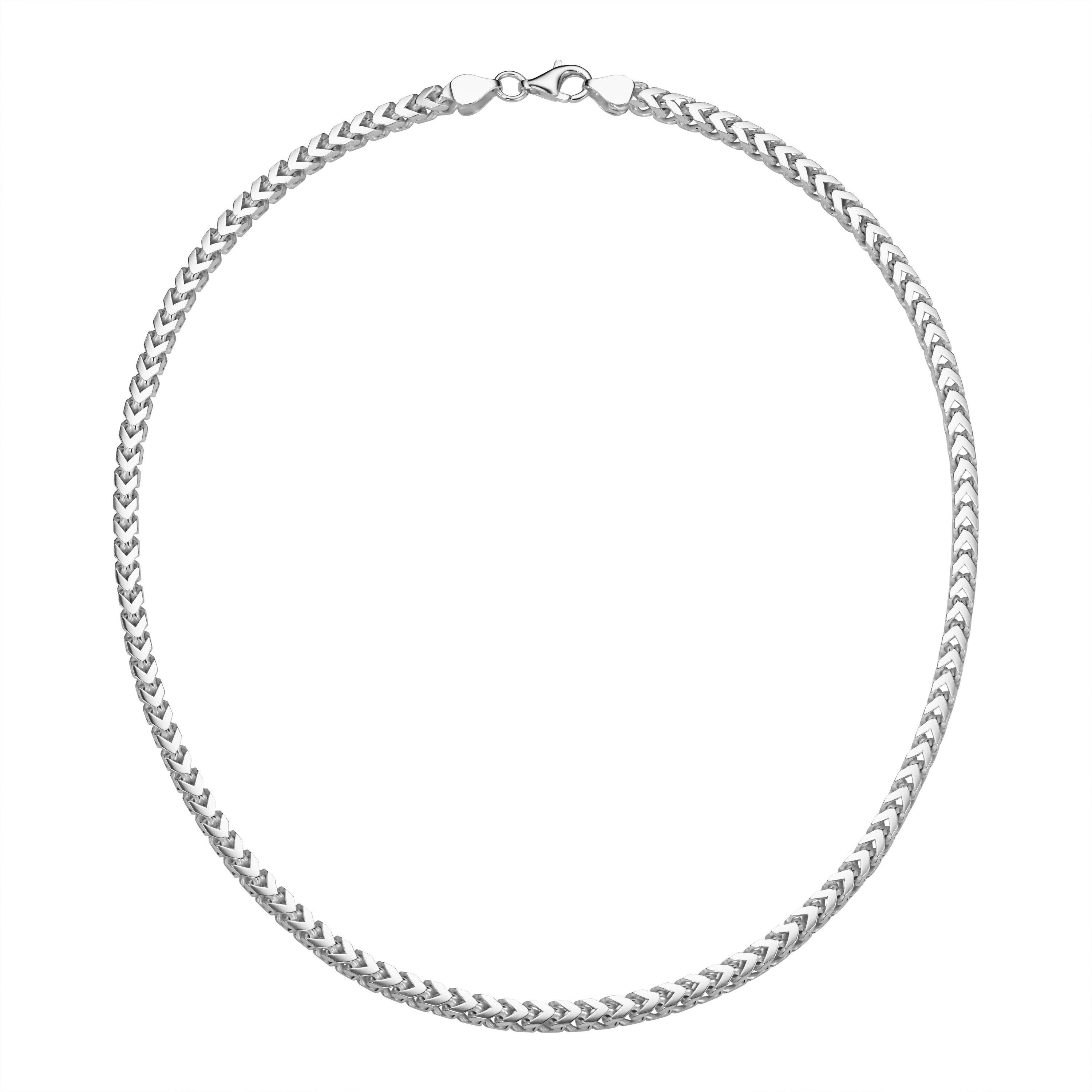 Silberkette Fantasiekette 4-kant diamantiert, massiv, Silber 925
