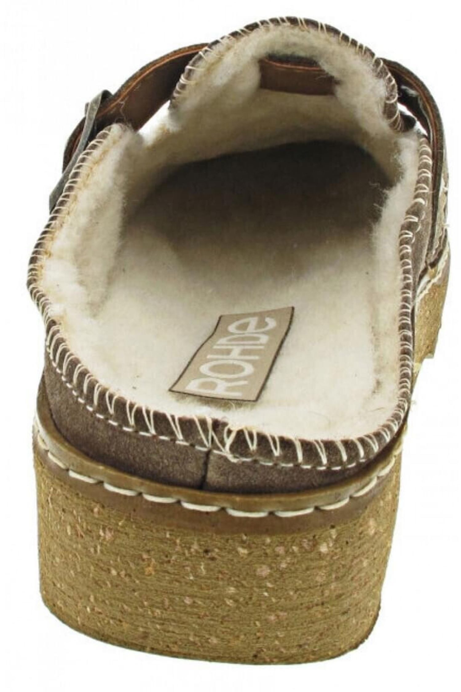 Rohde Damen Clog Lammfell Pantolette in Earth Hausschuh