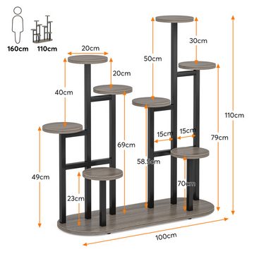 Tribesigns Blumenständer 5-stufiger Metall-Pflanzenständer, mit 8 Ablagen, 105 x 40 x 100cm