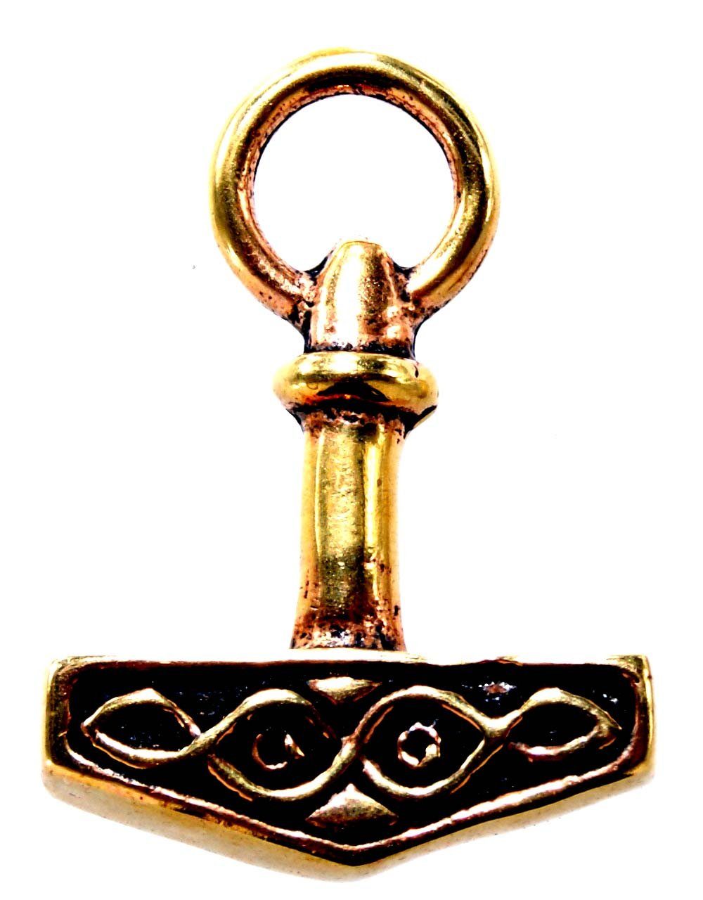 Kiss of Leather Kettenanhänger Hammer Thor Anhänger Öse Bronze Mjölnir Thorshammer Thorhammer Knoten große