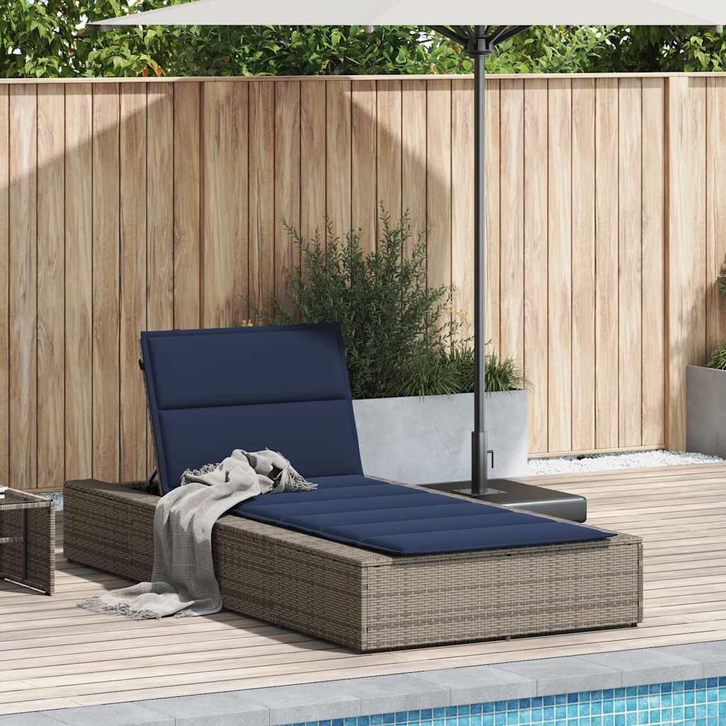 vidaXL Gartenliege Sonnenliege mit schwebender Auflage Grau Poly Rattan, 1 St.