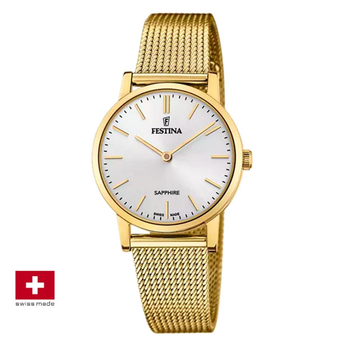 Festina F20023/1 Made, (1-tlg) Uhr Swiss Damenarmbanduhr Schweizer Festina