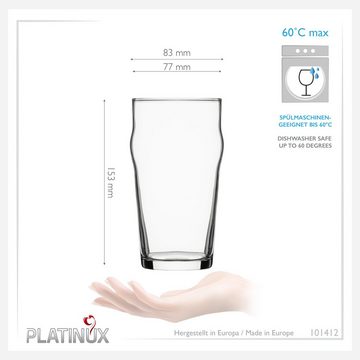 PLATINUX Bierglas Biergläser, Glas, Set 6 Stück 500ml (max. 568ml) Pint Gläser Bierseidel Beer Weizengläser hohes Bierglas