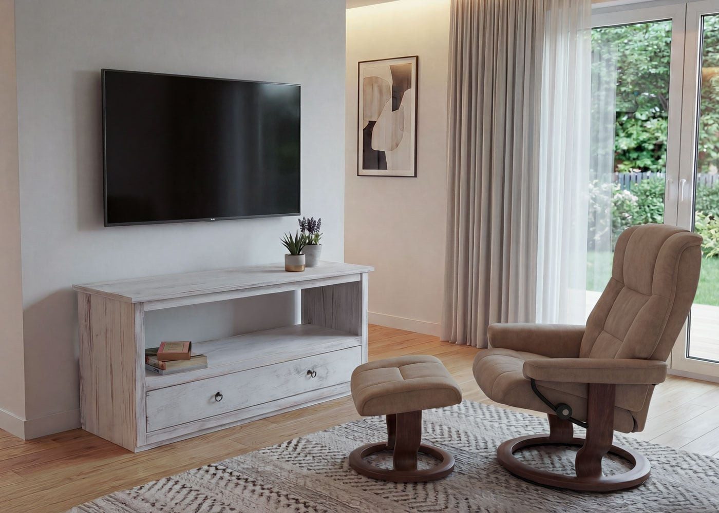 MCW TV-Rack T94, 1 geräumige Schublade, 1 großes Ablagefach