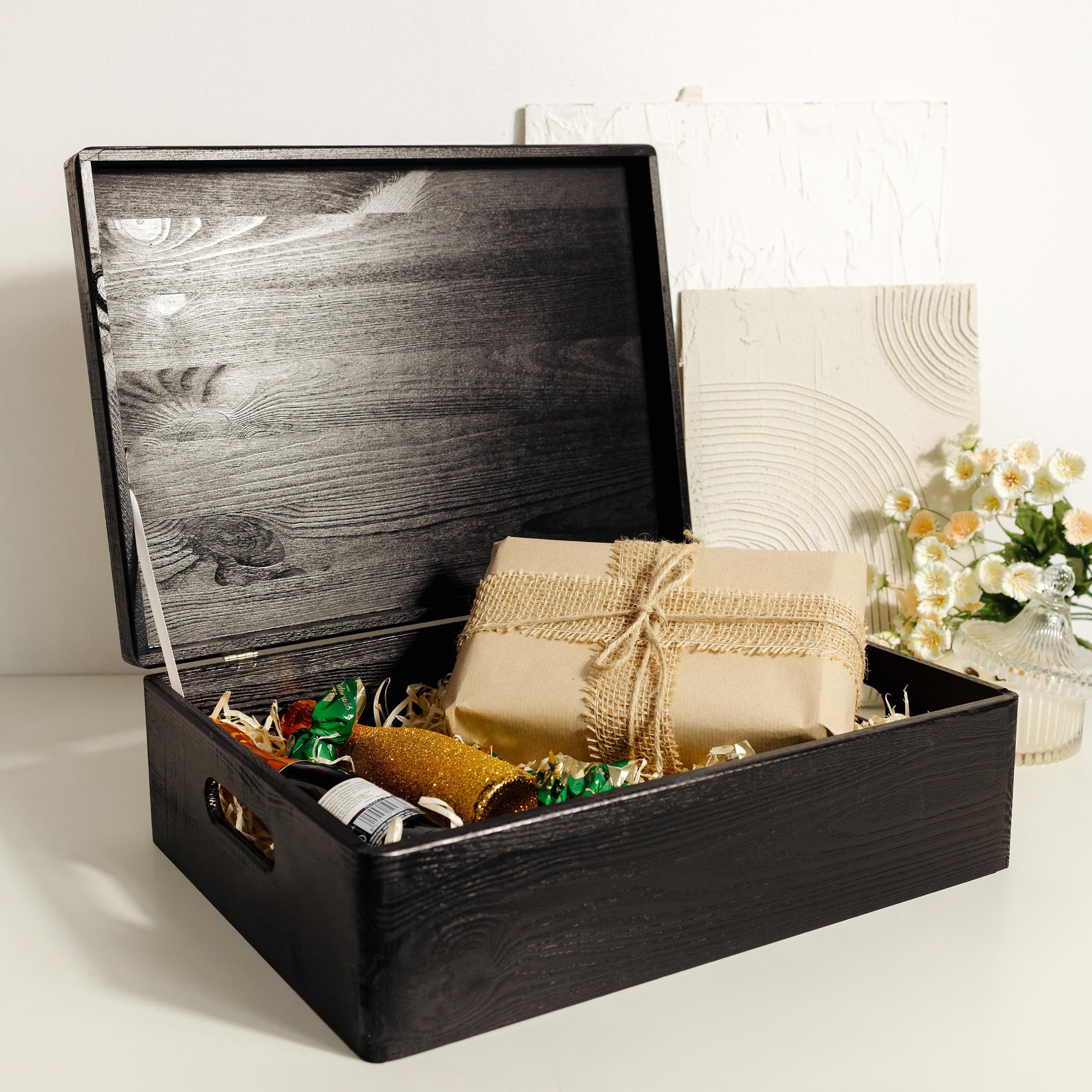 Creative Deco Holzkiste mit Deckel 40x30x14 cm (1cm)