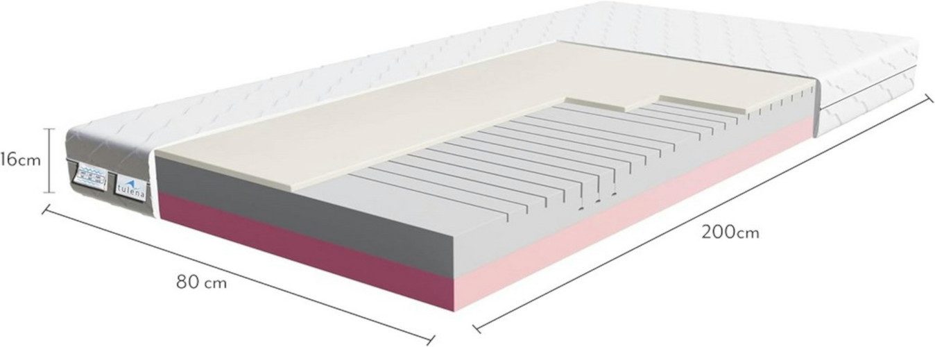 Komfortschaummatratze Wendematratze Antibakterieller Bezug mit Reißverschluss, TULENA, 80x190 cm H4+H5 Comfort, Höhe 16 cm – Bild 2 von 5