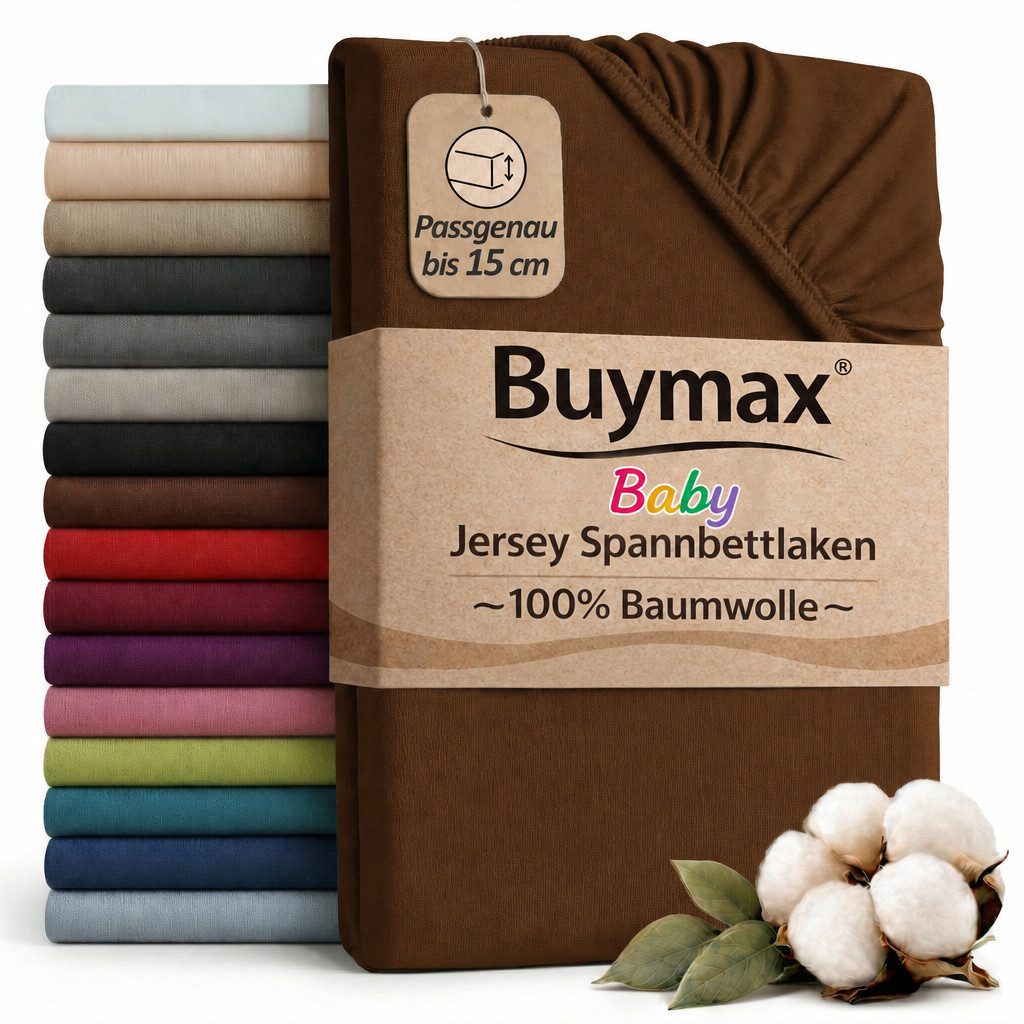 Buymax Spannbettlaken Babybett Kinderbett 60x120cm 70x140cm, Jersey 100% Baumwolle, Gummizug: Rundumgummi, (1 Stück), bis 15 cm Matratzenhöhe, weich, atmungsaktiv, hautfreundlich