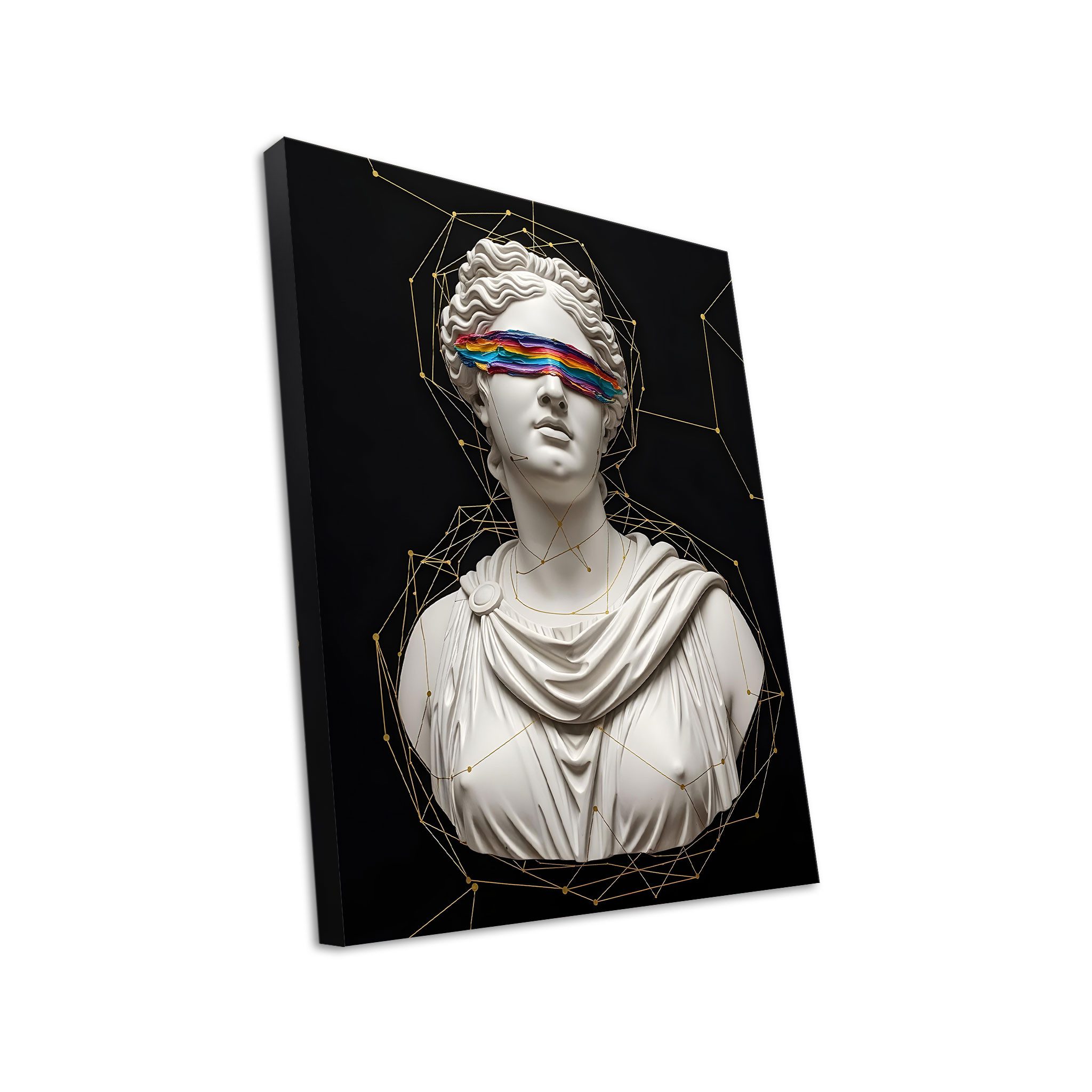 Hustling Sharks Leinwandbild Modern-Art-Bild als XXL Leinwandbild "Moderne Statue mit Farbakzent", in 5 unterschiedichen Größen verfügbar