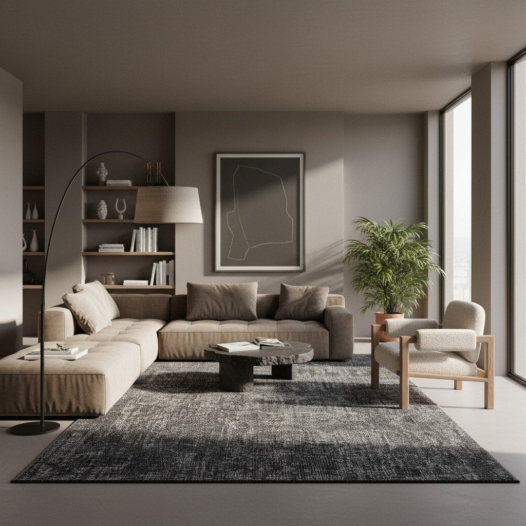 KADIMA DESIGN Wollteppich KOFEL Wohnzimmer Waschbar Schlafzimmer Wohnzimmerteppich Esszimmer, Läufer, Höhe: 9 mm, Grau, 80x150 cm, Modern Esszimmerteppich Einfa – Bild 3 von 5