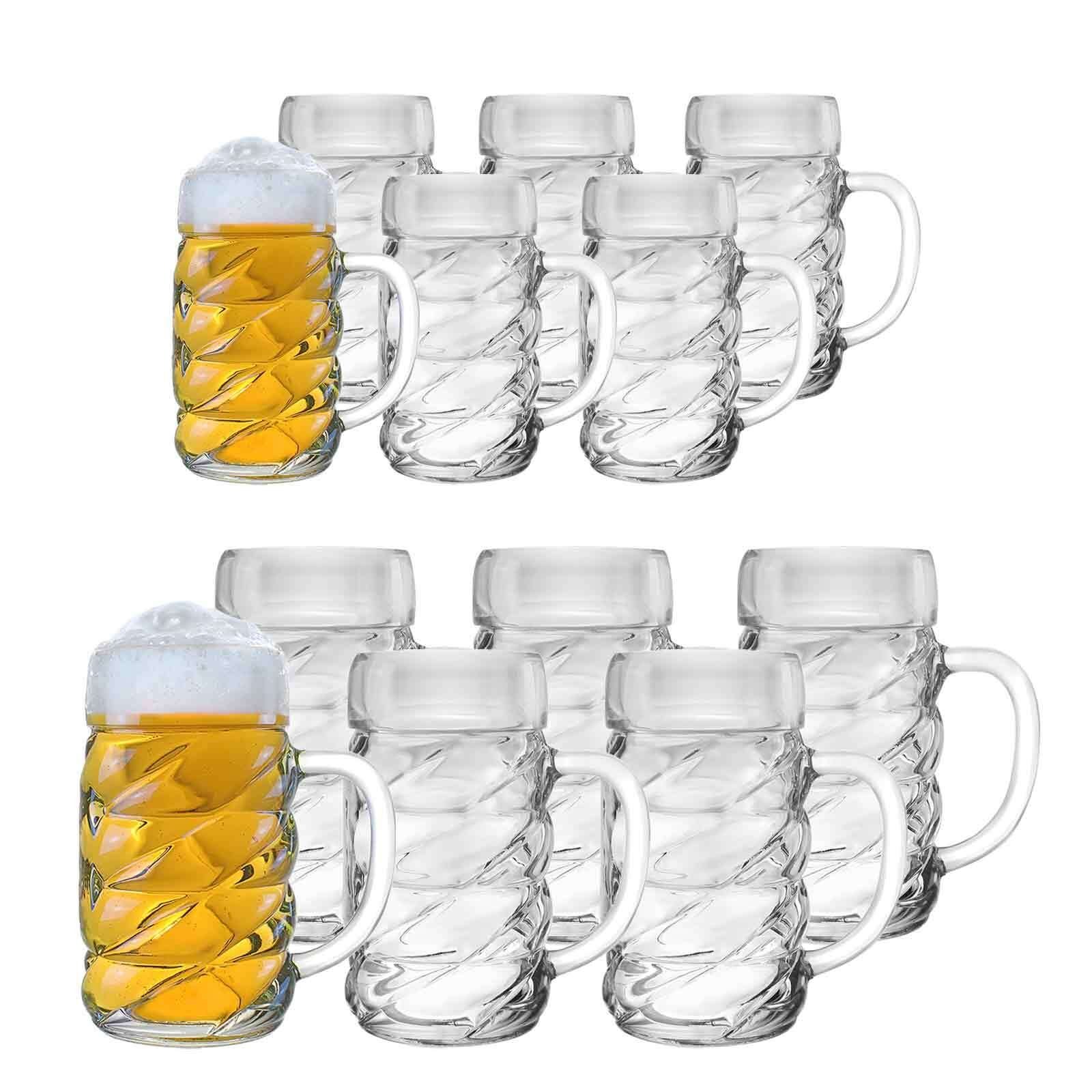 Stölzle Bierkrug Diamond Bierkrüge 0,5 l & 1 l 12er Set, 12-tlg., Glas