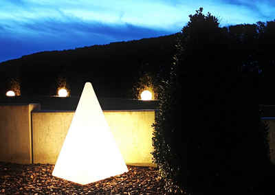 TRANGO LED Gartenleuchte, 7231-60L IP65 LED Gartenlampe, Außenlampe, Leucht-Figur *PYRAMIDE* 60cm weiß inkl. ca. 5 Meter Zuleitungskabel inkl. LED Leuchtmittel Wegbeleuchtung, Außenleuchte, Gartenstrahler