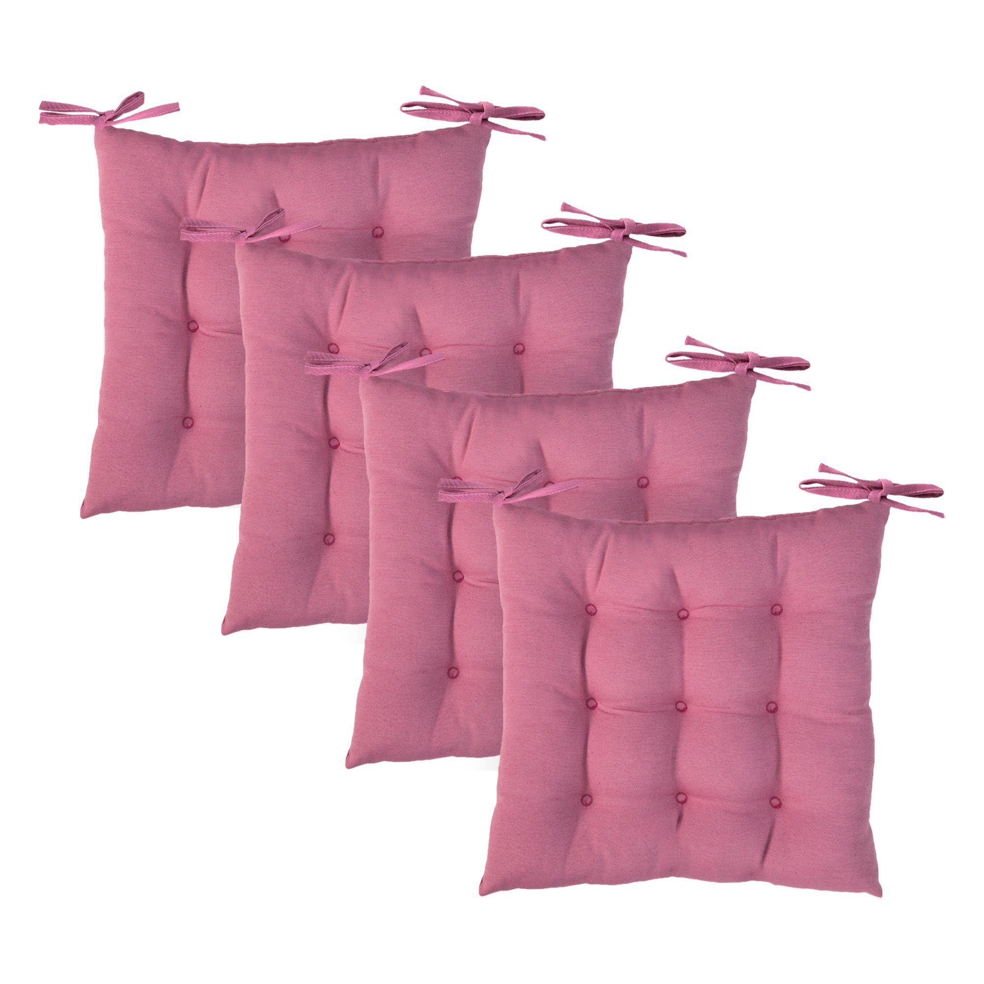 Homescapes Samt Sitzkissen 4er Set - Petrolgrün 40x40cm Mit Bändern, OEKO-TEX