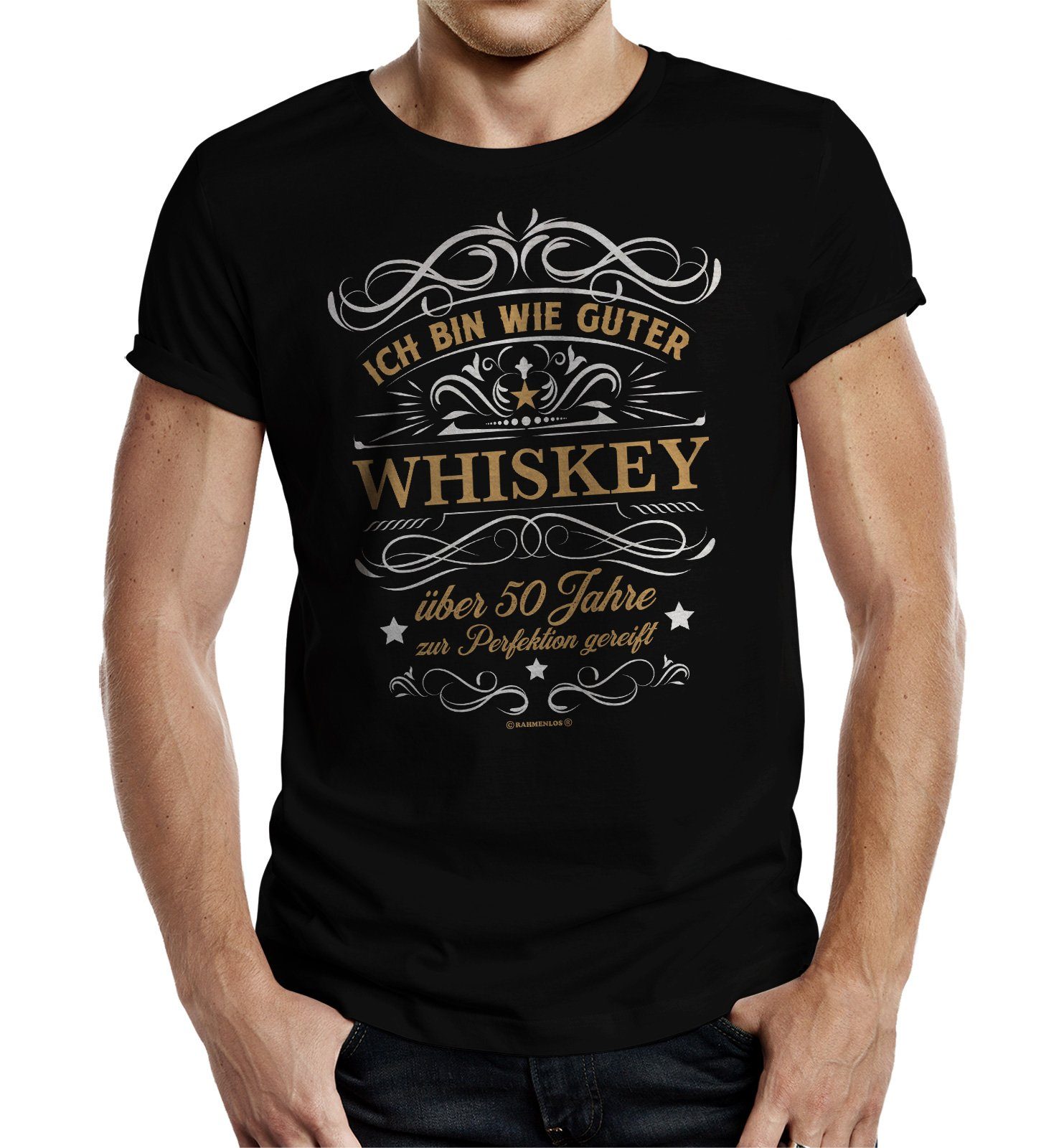 RAHMENLOS® T-Shirt Geschenk zum 50. Geburtstag - wie guter Whiskey 50 Jahre günstig online kaufen