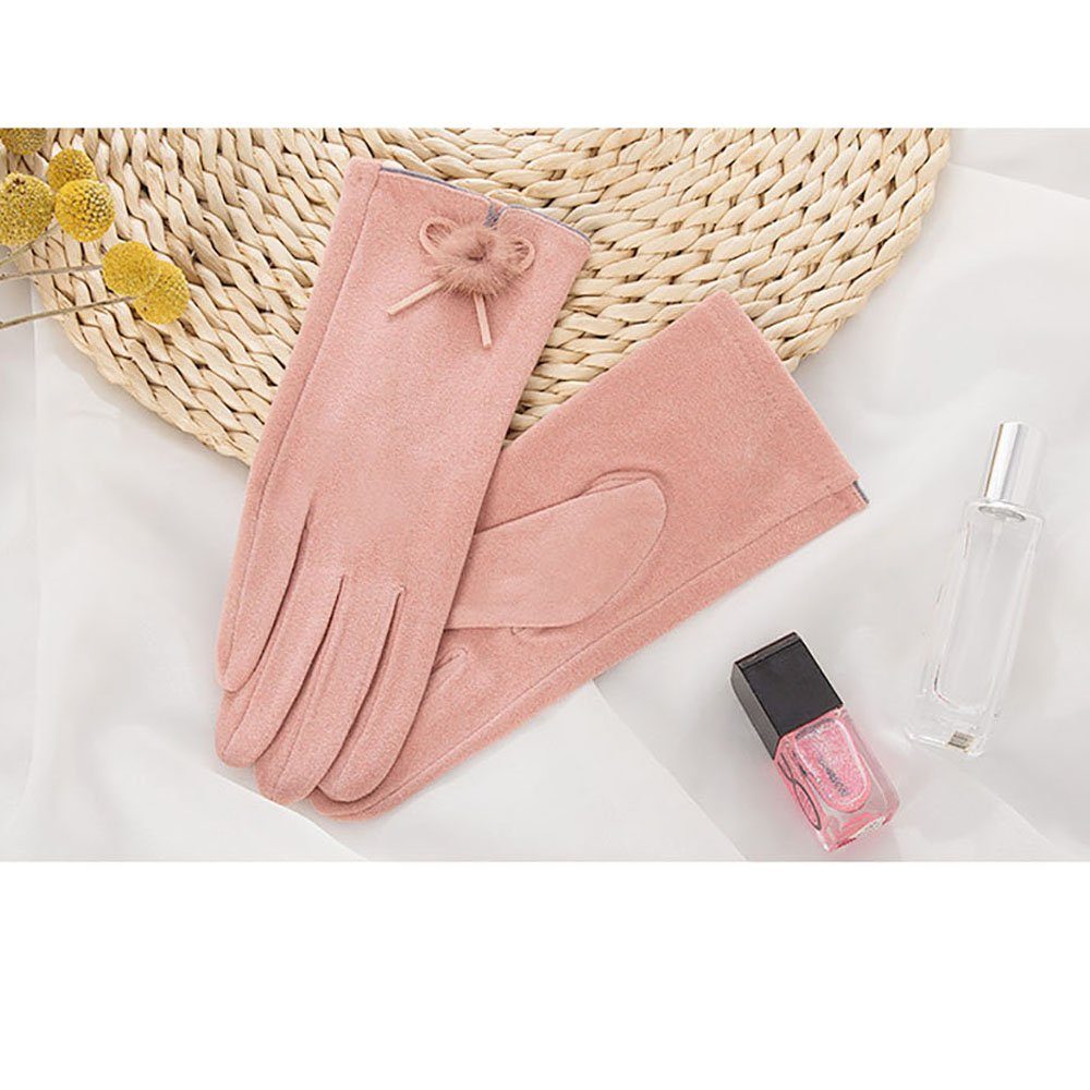 CTGtree Fleecehandschuhe Damen Touchscreen Handschuhe Fleece mit Futter und Farbkontrast