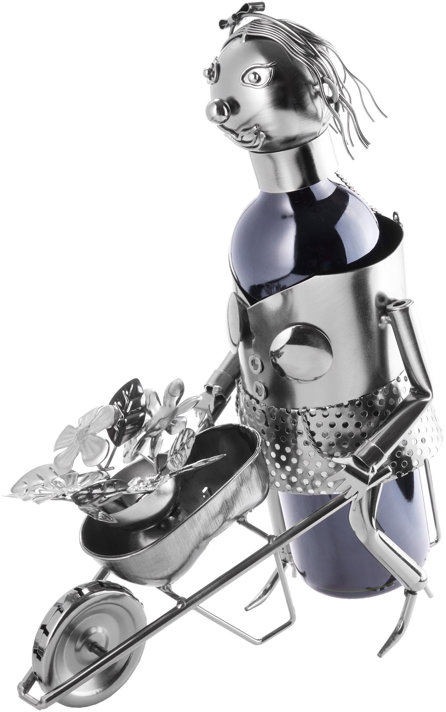 BRUBAKER Weinflaschenhalter Gärtnerin Flaschenhalter, (inklusive Grußkarte), Metall Skulptur, Wein Geschenk Garten Weinhalter – Bild 4 von 5
